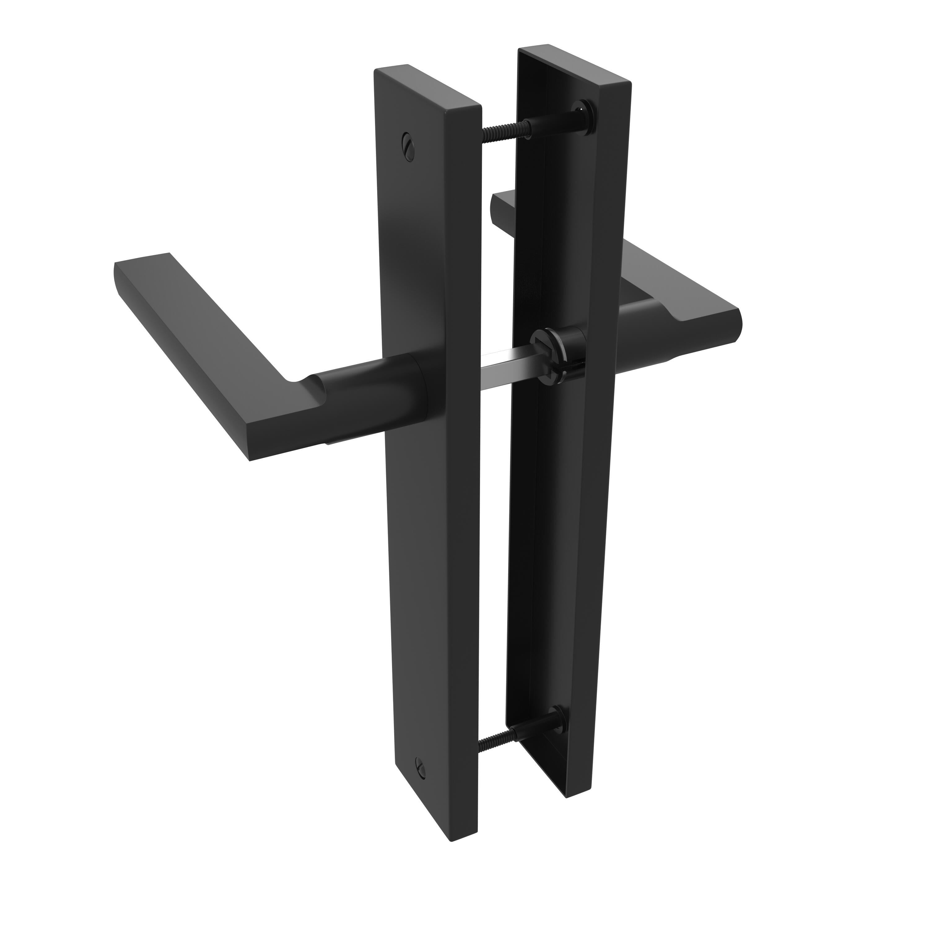 Poignée de porte sur plaque noire entraxe 195 mm bec de cane DAREN x2 - 3