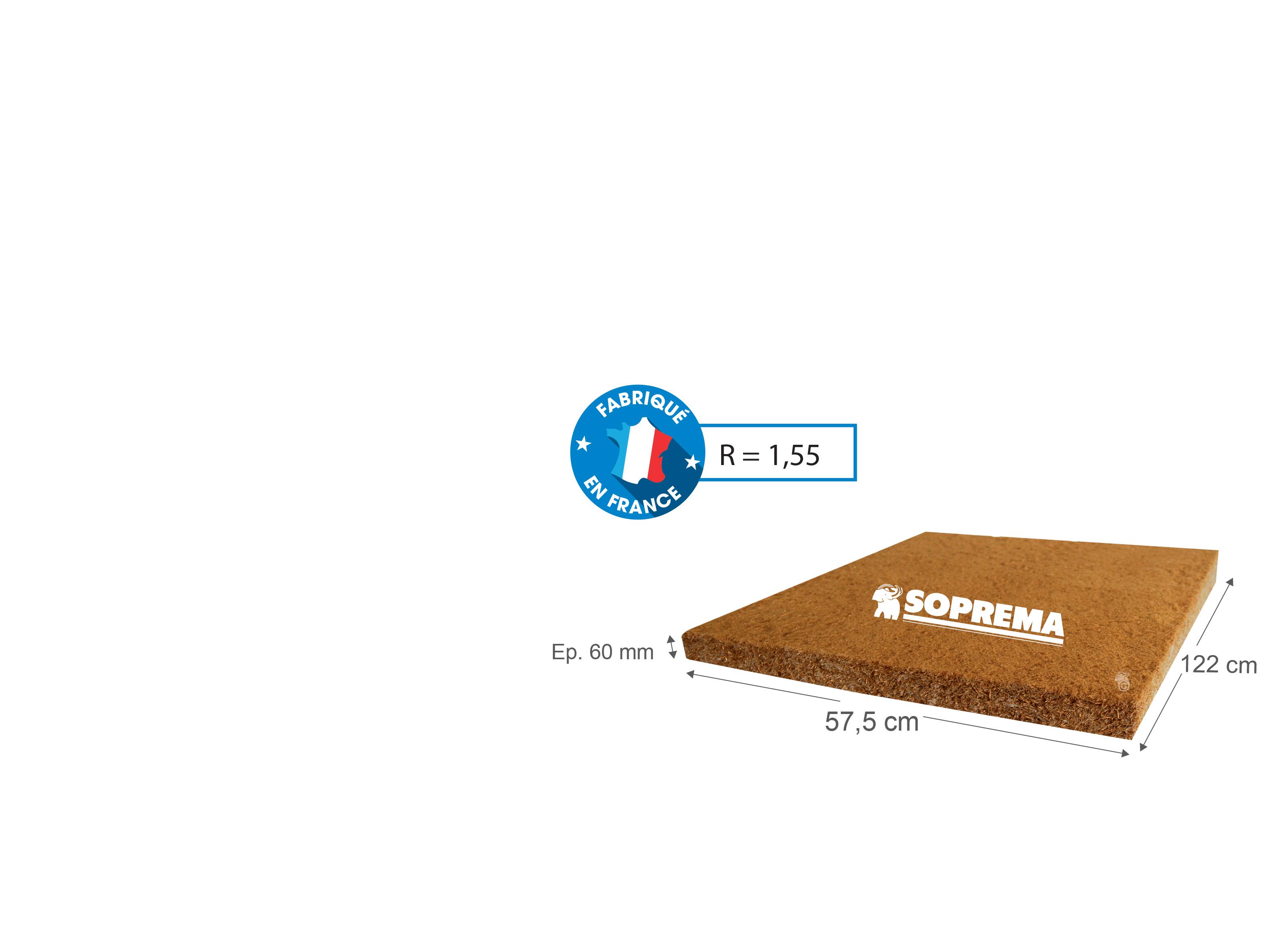Lot de 8 panneaux isolants en fibre de bois 122x57,5cm Ep.6cm, R=1,55 - SOPREMA - 3