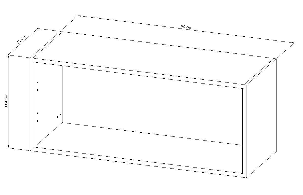 Caisson haut de cuisine l.90 x H.38,40 x P.33 cm Blanc - 2