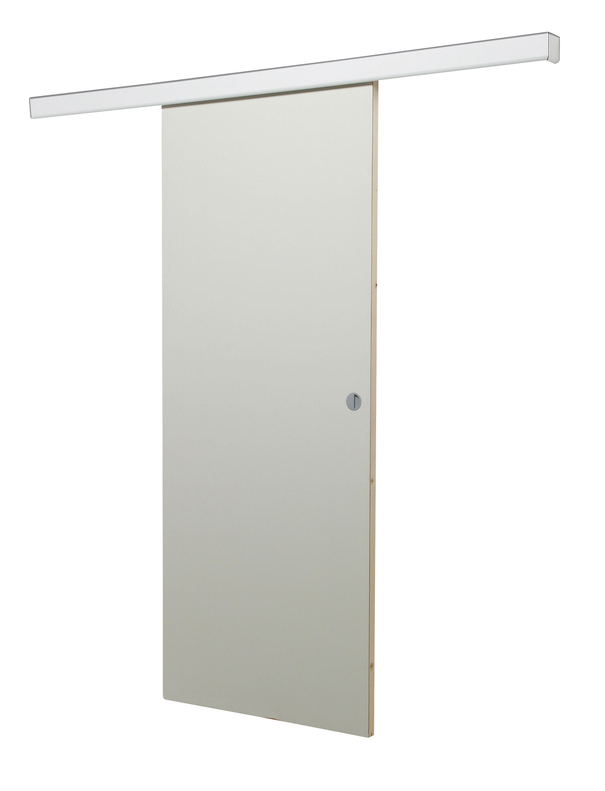 Rail pour porte coulissante Larg.83 cm en applique aluminium blanc avec porte , habillage et amortisseur - 7