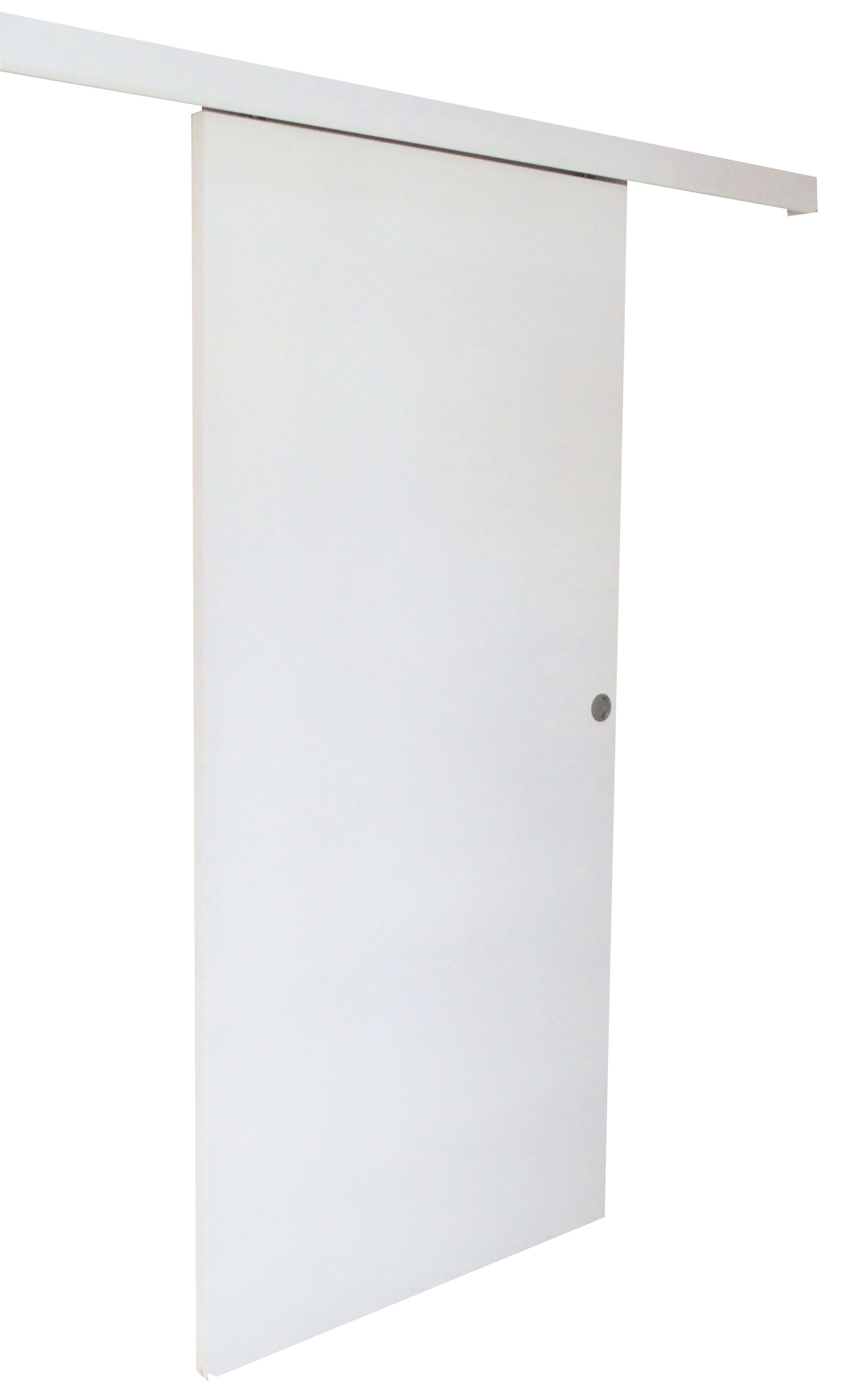 Rail pour porte coulissante Larg.83 cm en applique aluminium blanc avec porte , habillage et amortisseur - 6