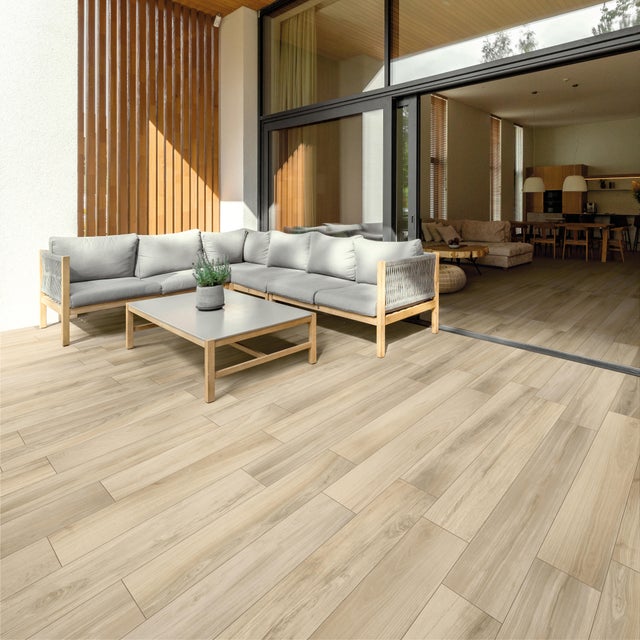 Carrelage de sol extérieur effet bois l.20 X L.120 cm - Acero Rovere