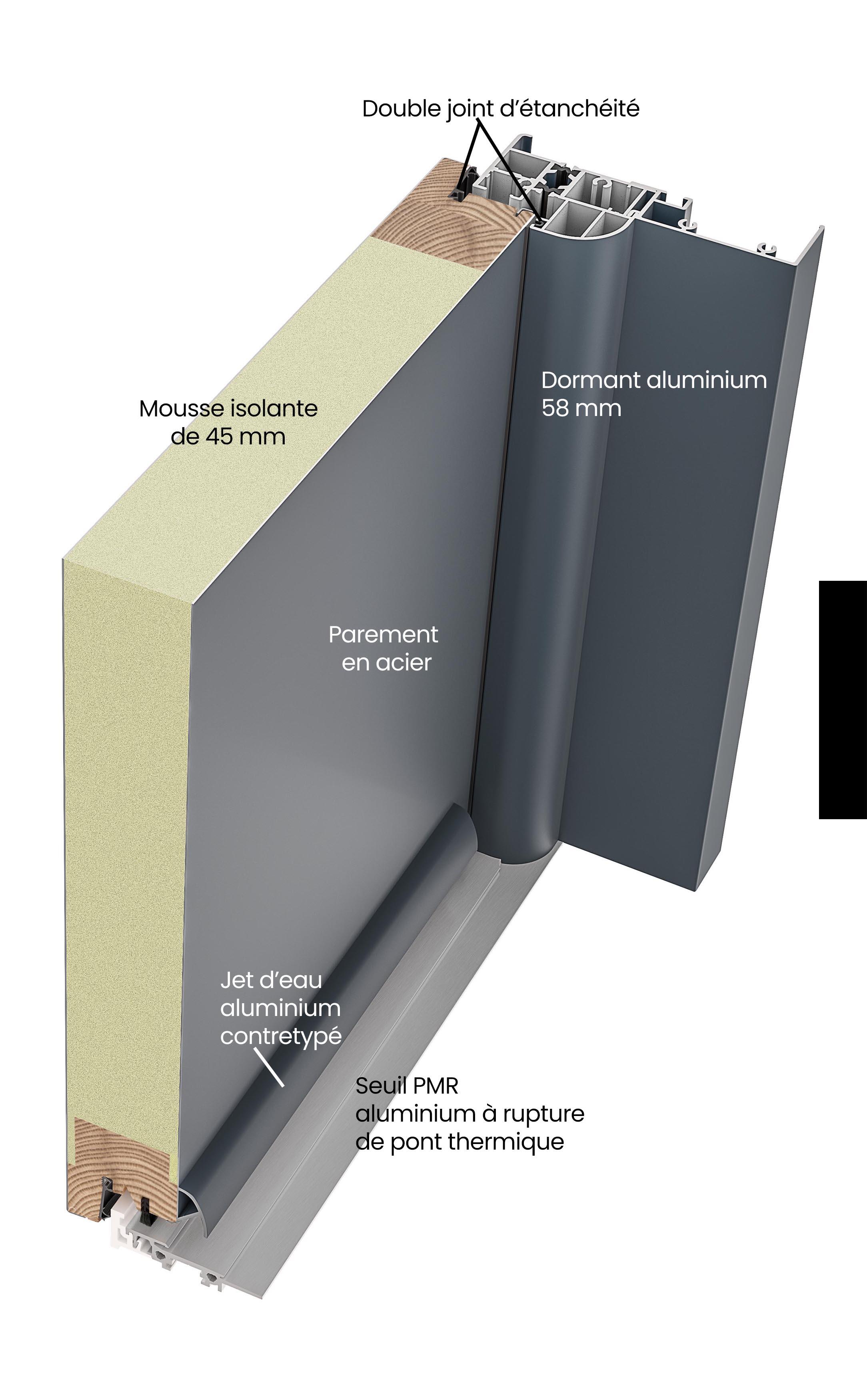 Porte d'entrée acier blanche poussant gauche H.215 x L.90 cm Ultime - 5