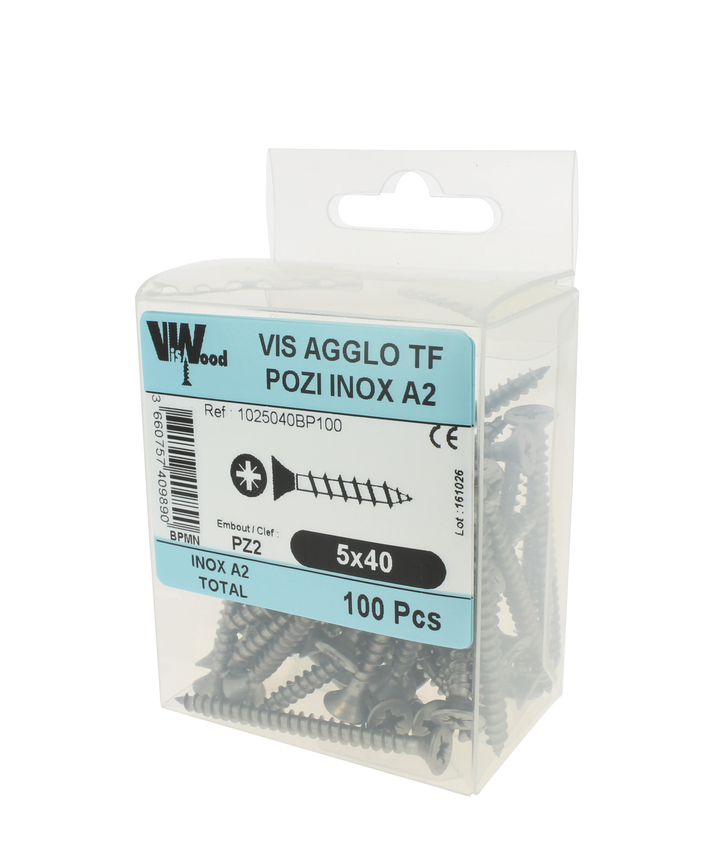 Vis bois inox A2 Diam. 5 x 40 mm Boîte de 100 - VISWOOD - 2