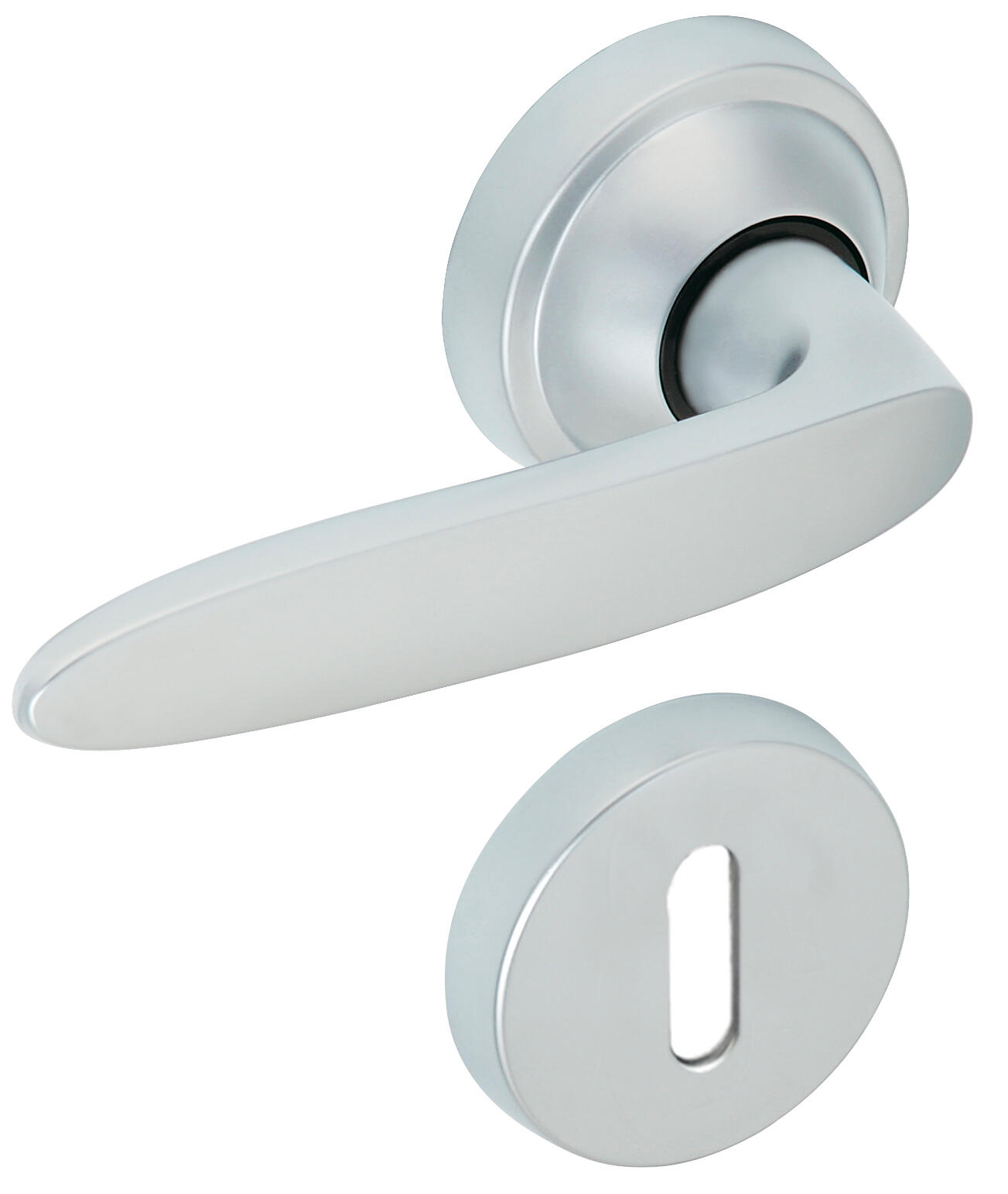 Poignées de porte sur rosace chrome velours JAZZ ZAMAK x2 - VACHETTE  - 2