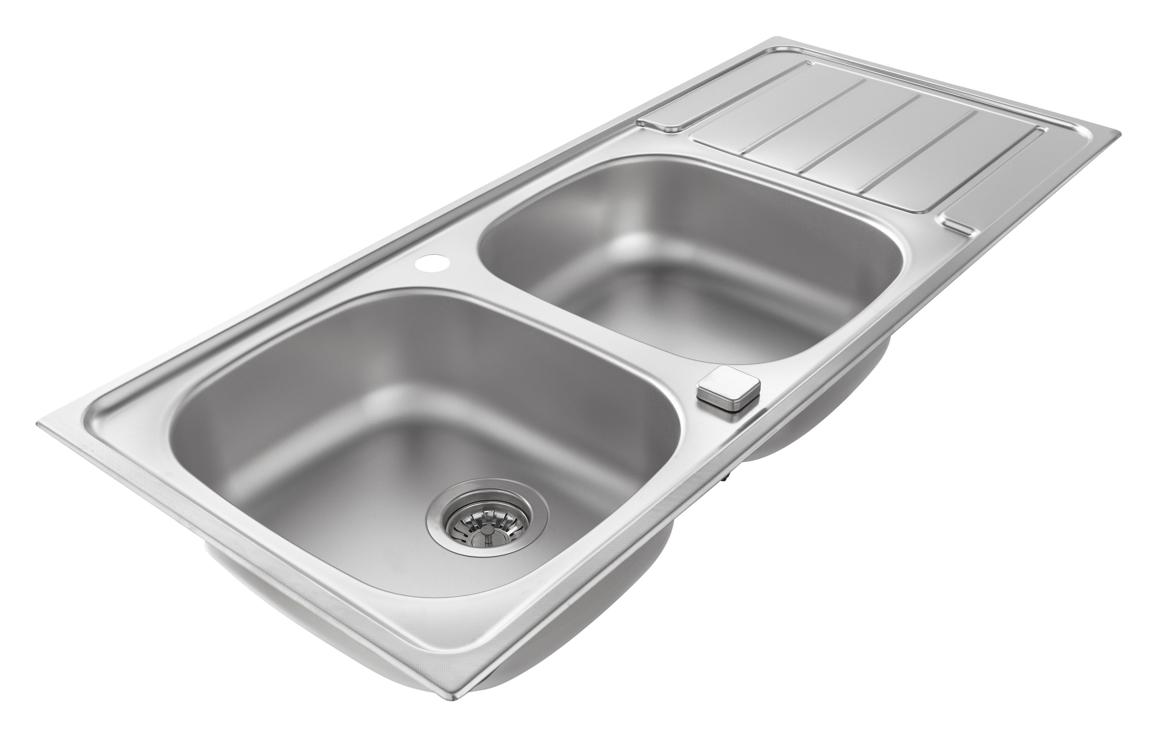 Evier à encastrer 2 cuves en inox toilé - 