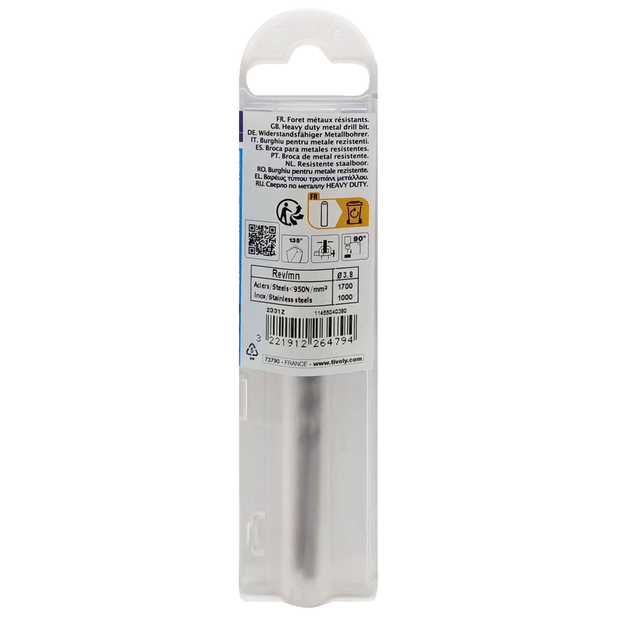 2 forets métaux HSS Cobalt 5% Diam.3,8 mm L.75 mm - TIVOLY - 4