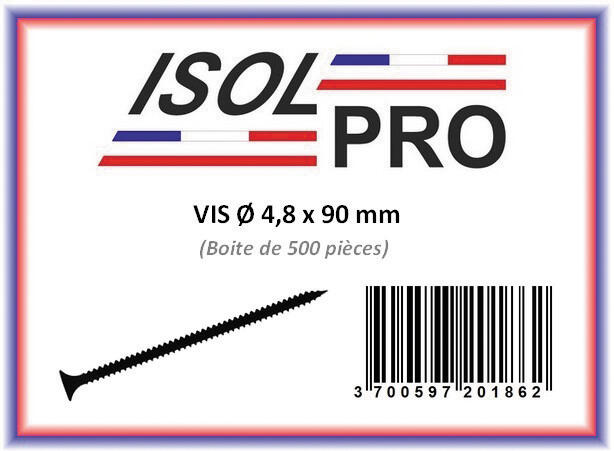 Vis Plaque de plâtre Diam. 4,8 x 90 mm Boîte de 500 - ISOLPRO - 2