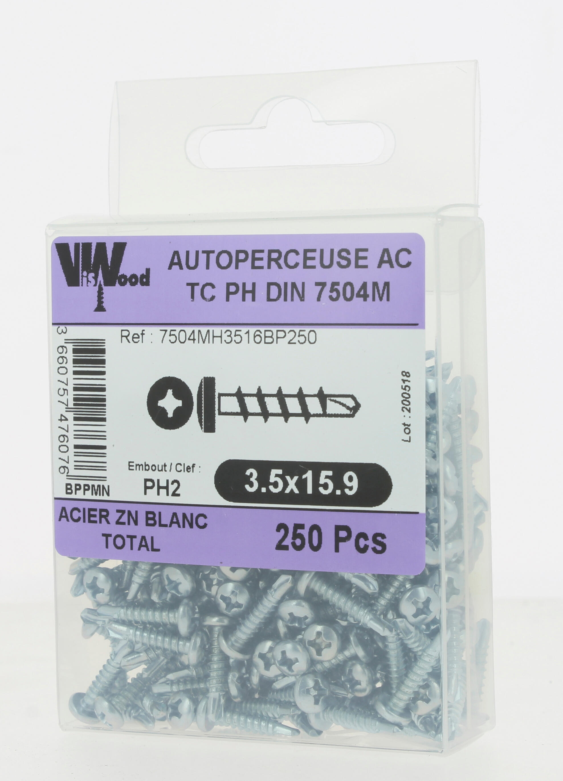Vis autoforeuse Diam. 3,5 x 15,9 mm Boîte 250 - VISWOOD - 3