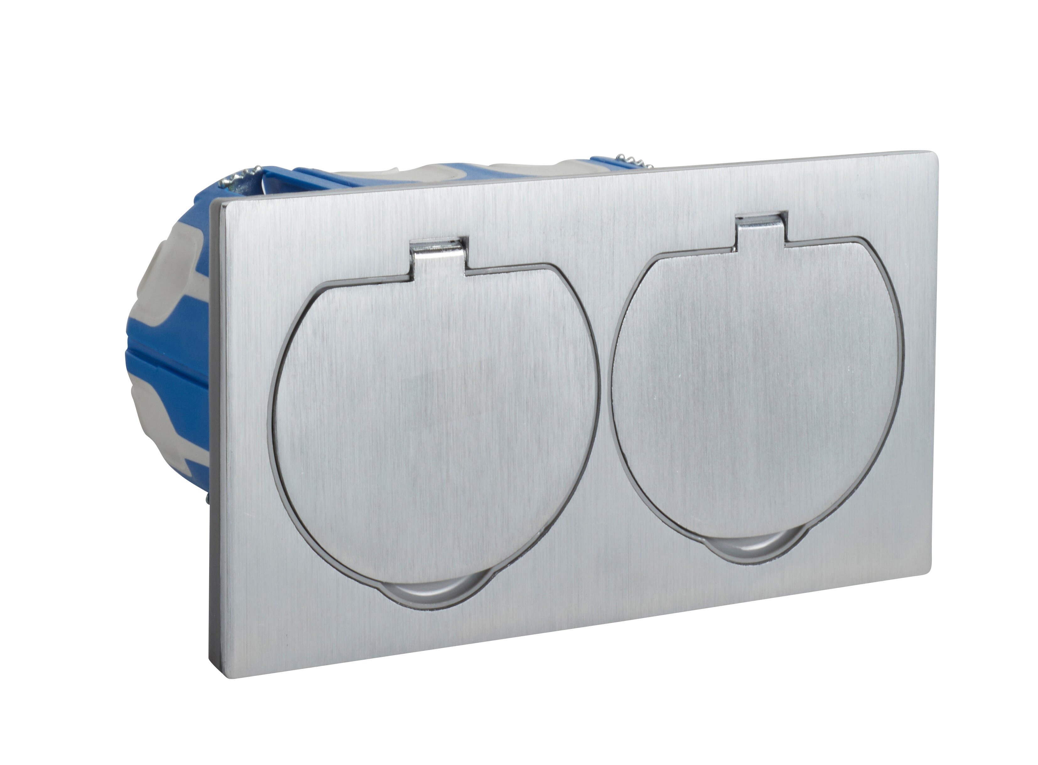 Double prise 2P+T aluminium brossé IP44 - 3