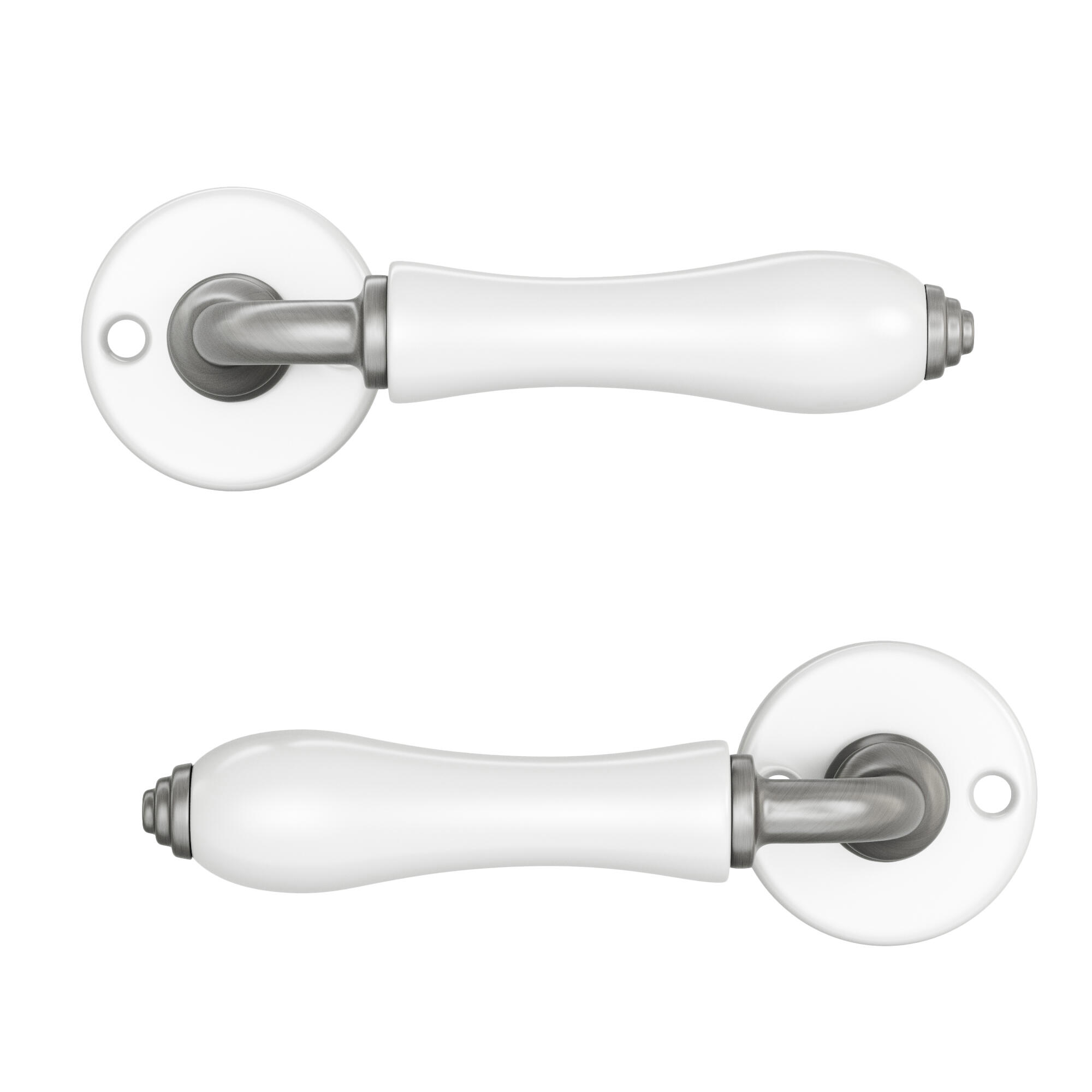 Poignée de porte sur rosace nickel Bec de cane ISMA x2 - 2