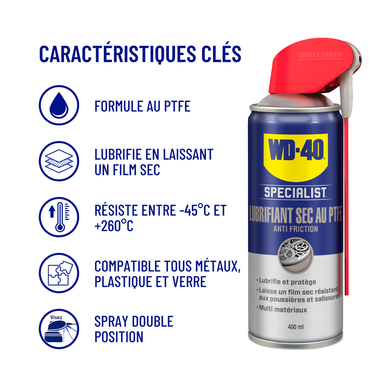 Lubrifiant sec au PTFE 400 ml - WD-40 - 3