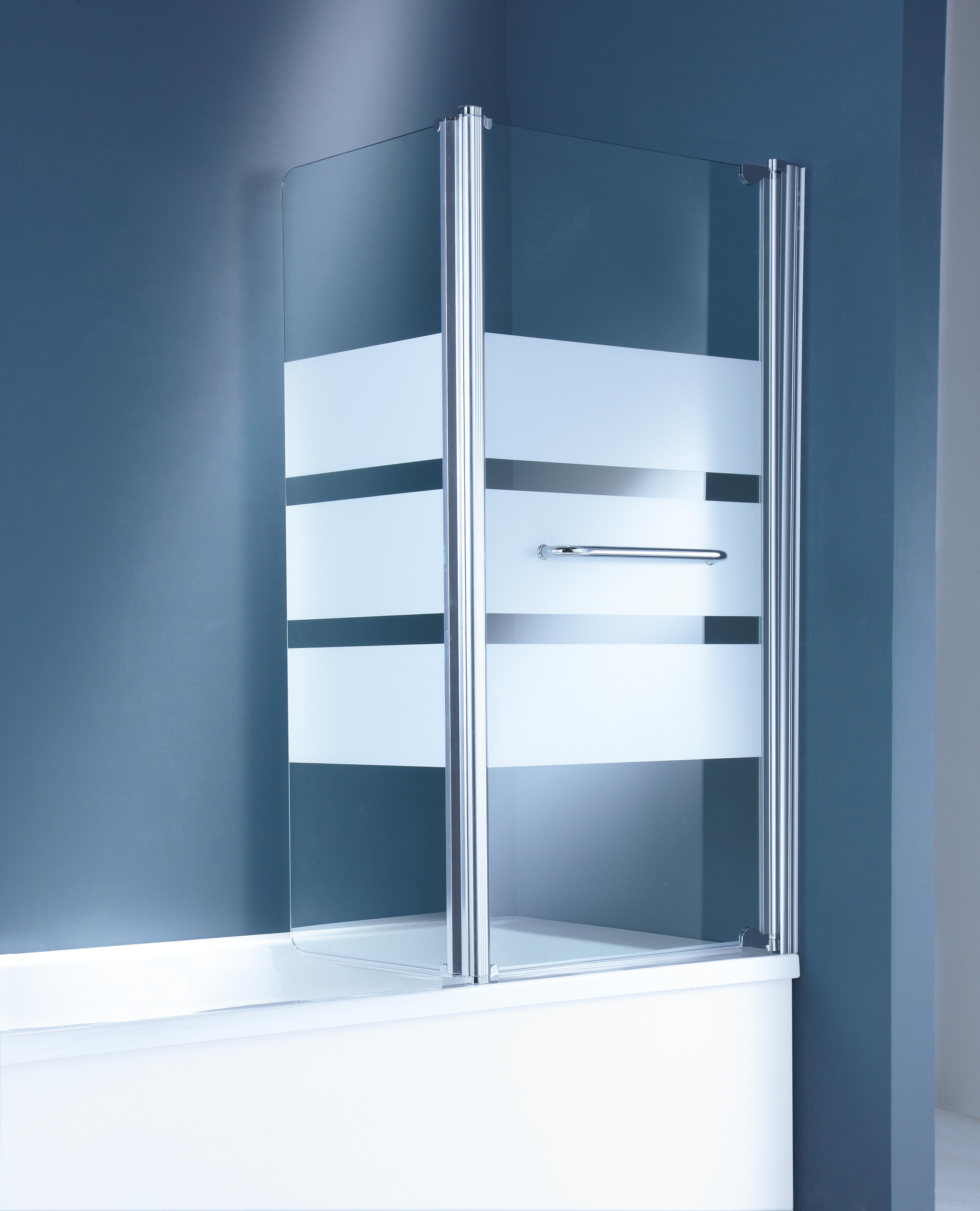 Pare-baignoire pivotant verre sérigraphié chromé L.120 x H.140 cm Rosa - 5