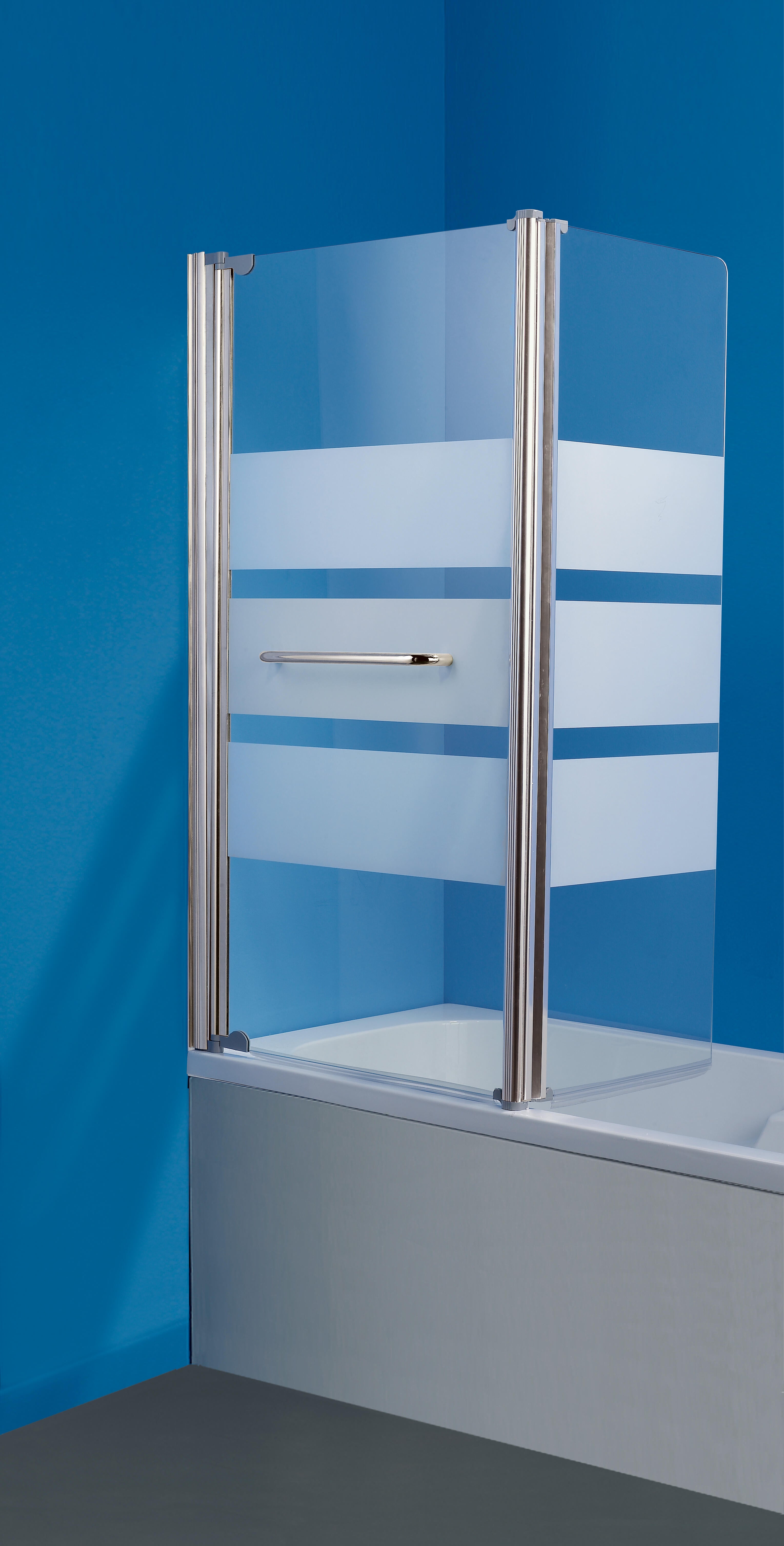 Pare-baignoire pivotant verre sérigraphié chromé L.120 x H.140 cm Rosa - 4