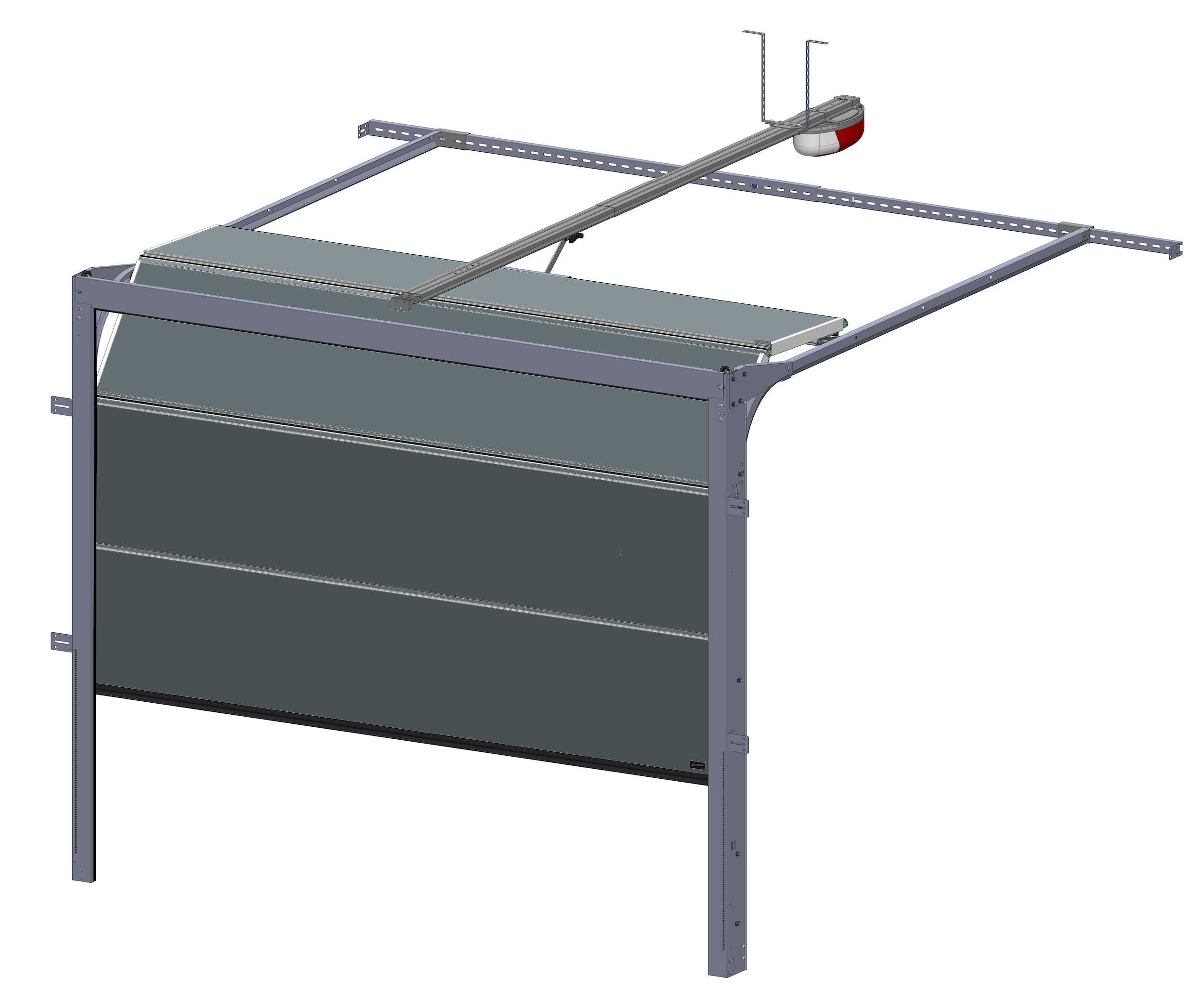 Porte de garage sectionnelle prémontée Motorisée sans rainure H.200 x l.240 Gris  - 4