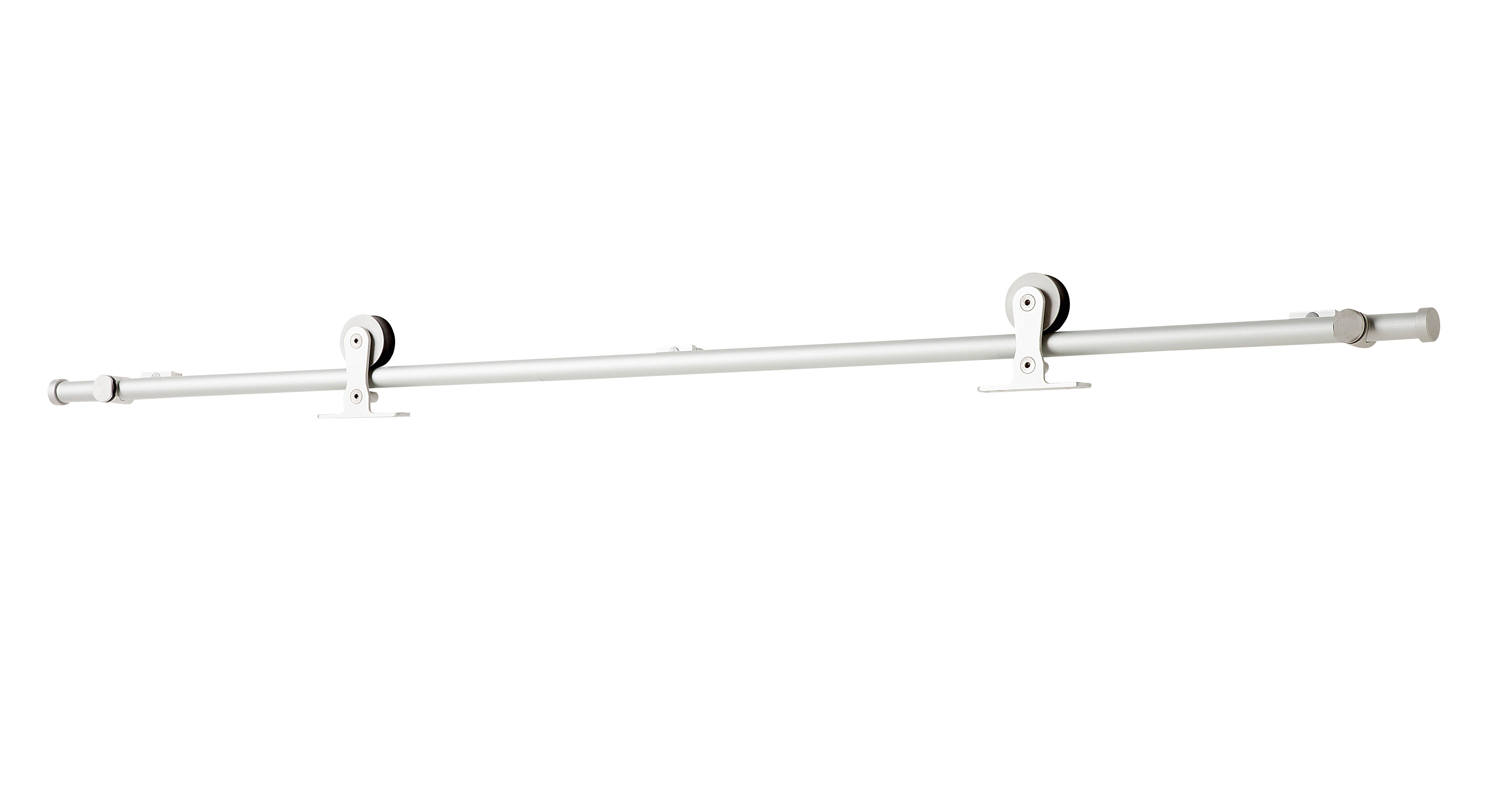 Rail pour porte coulissante Larg.73 cm en applique aluminium brossé - 2