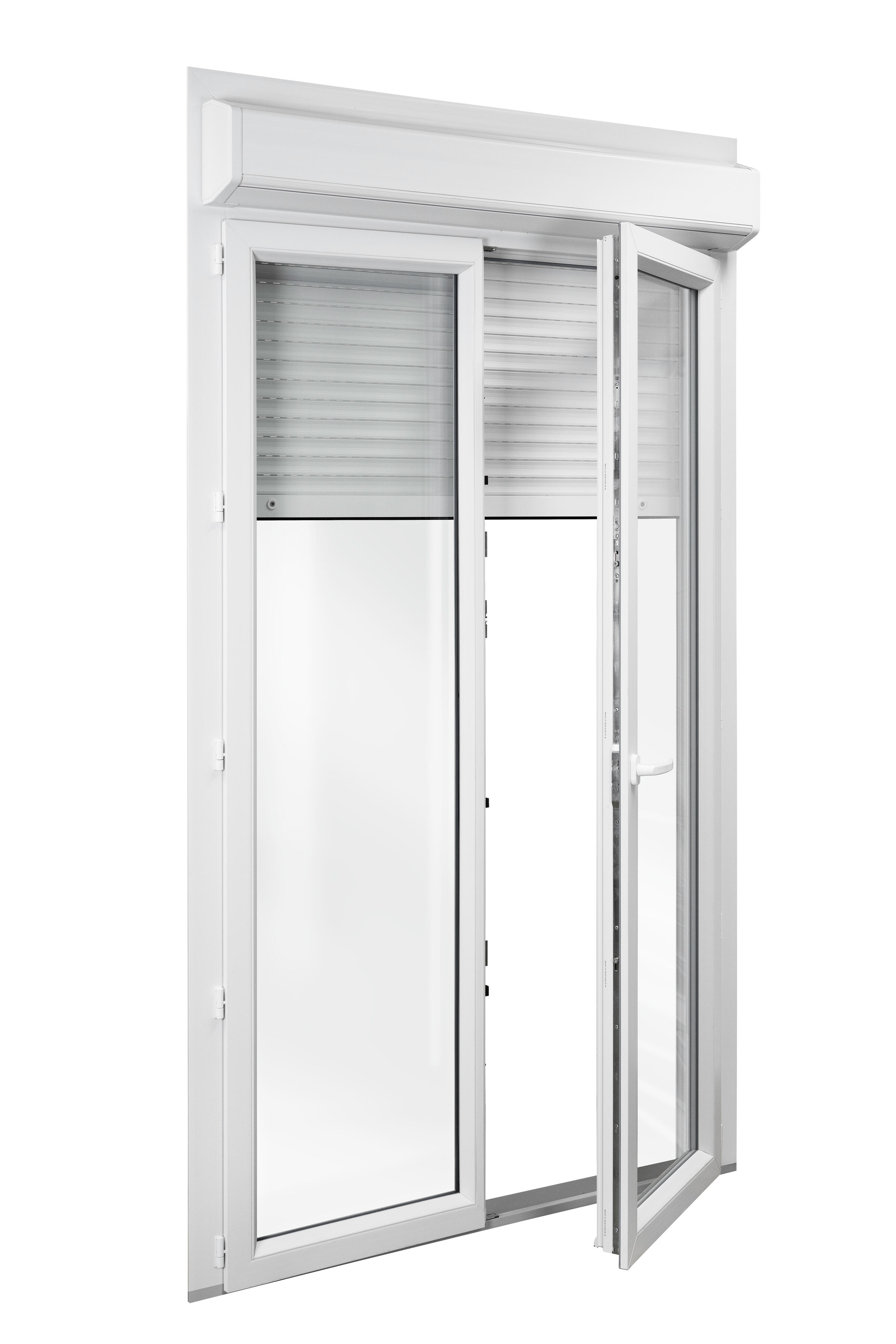 Porte-fenêtre PVC 2 vantaux avec volet roulant intégré monobloc H.215 x l.120 cm - GROSFILLEX - 8