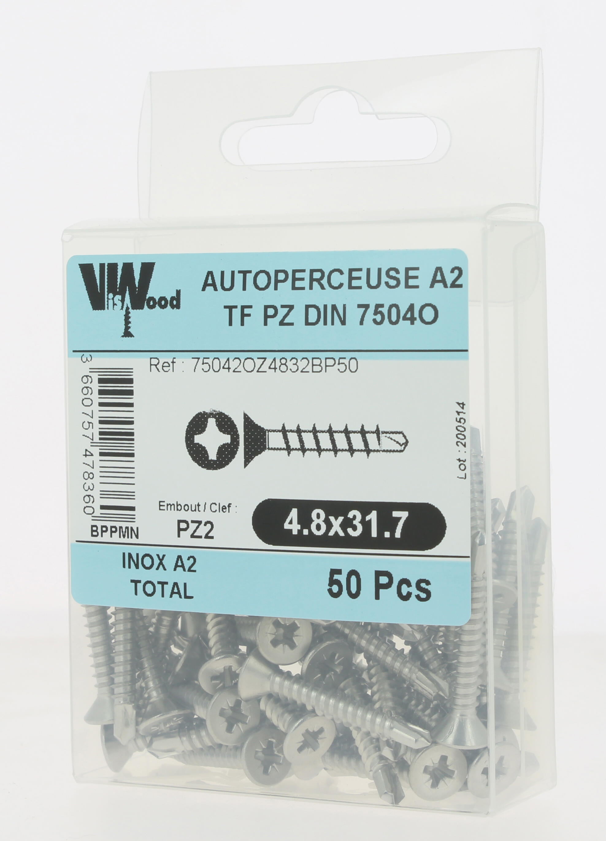 Vis autoforeuse inox A2 Diam. 4,8 x 32 mm Boîte de 50 - VISWOOD - 3