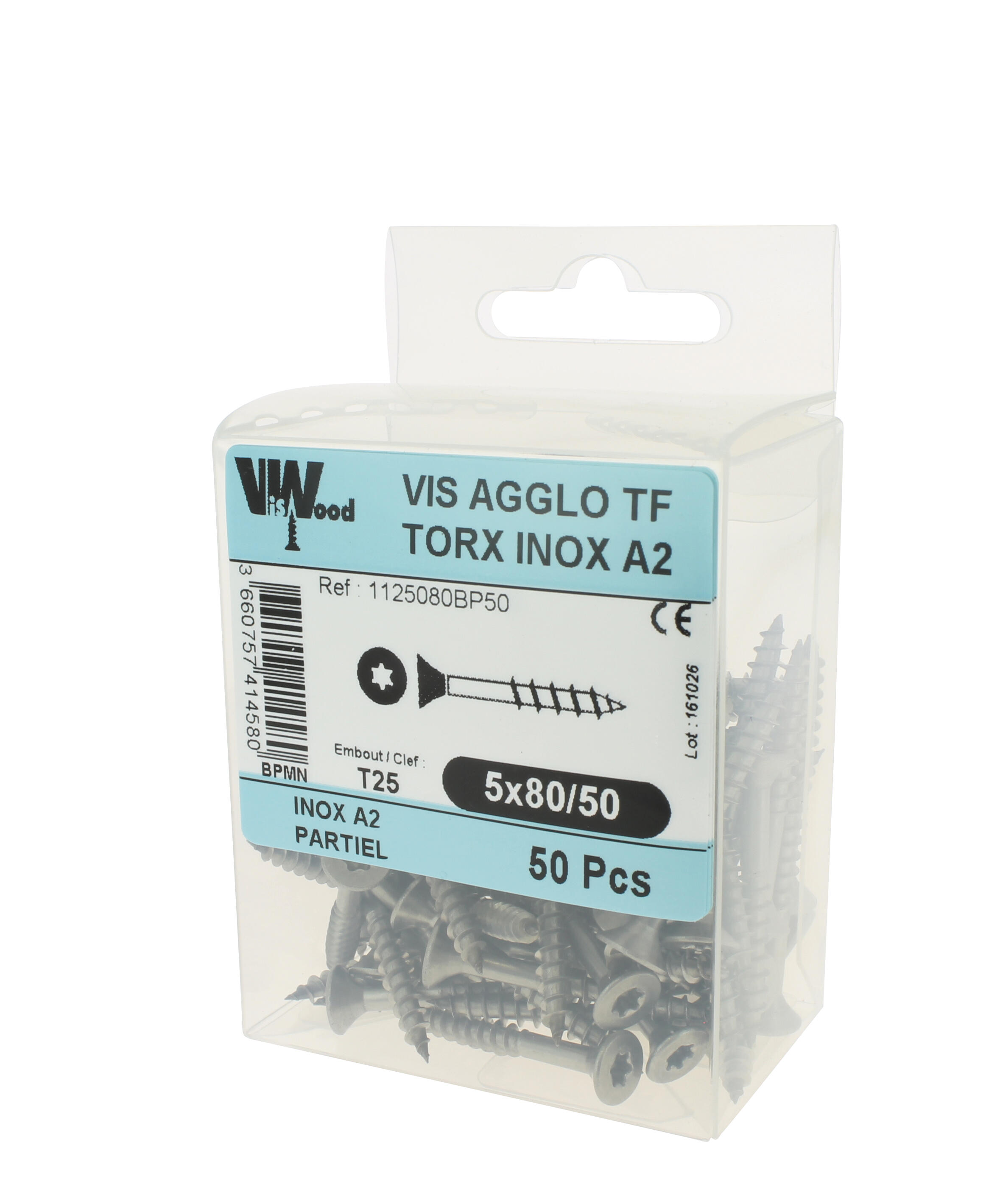 Vis bois inox A2 Diam. 5 x 80 mm Boîte de 50 - VISWOOD - 2