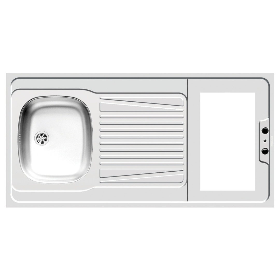 Kitchenette blanche 120 cm plaque électrique et réfrigérateur - 4