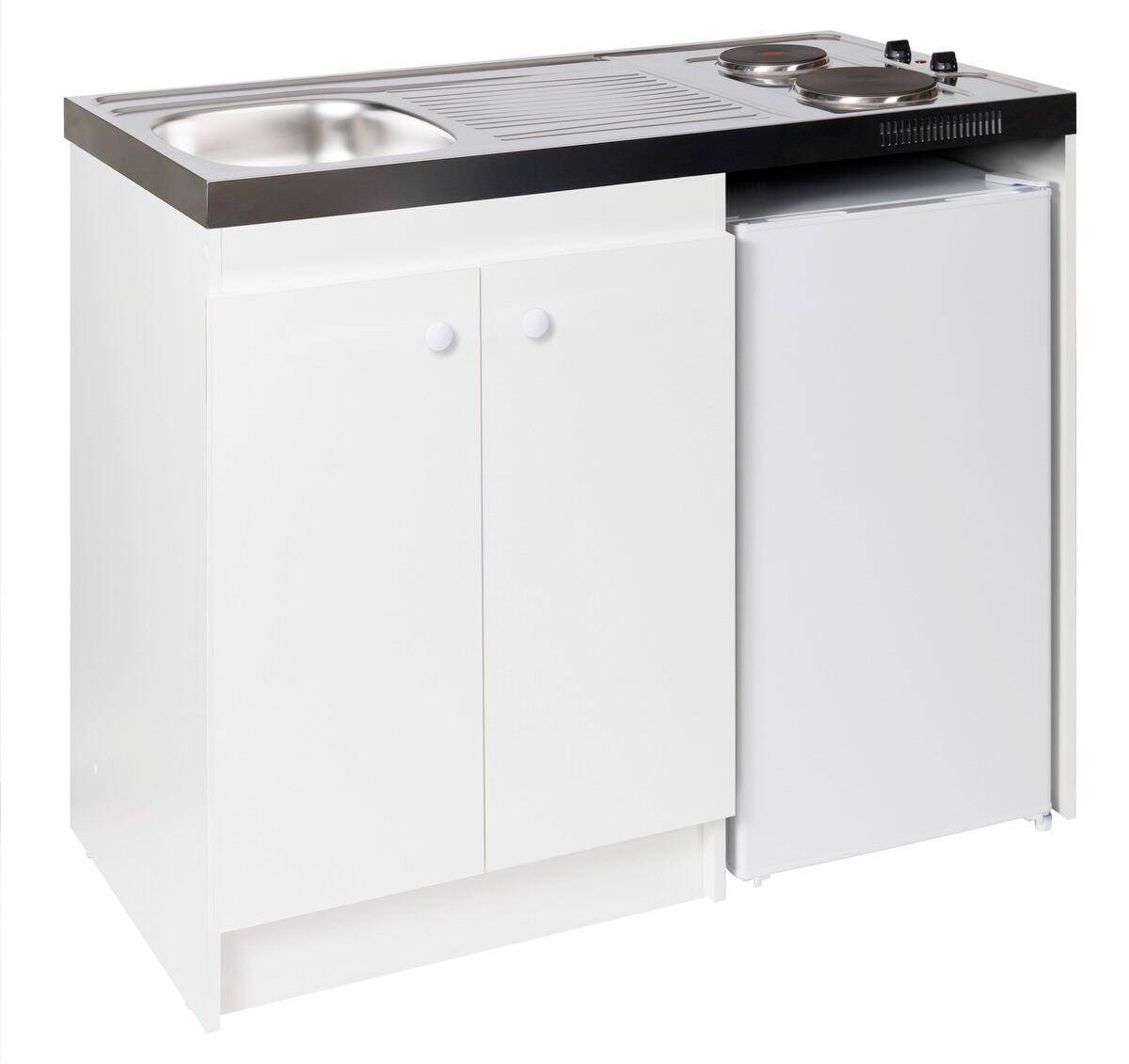 Kitchenette blanche 120 cm plaque électrique et réfrigérateur - 2