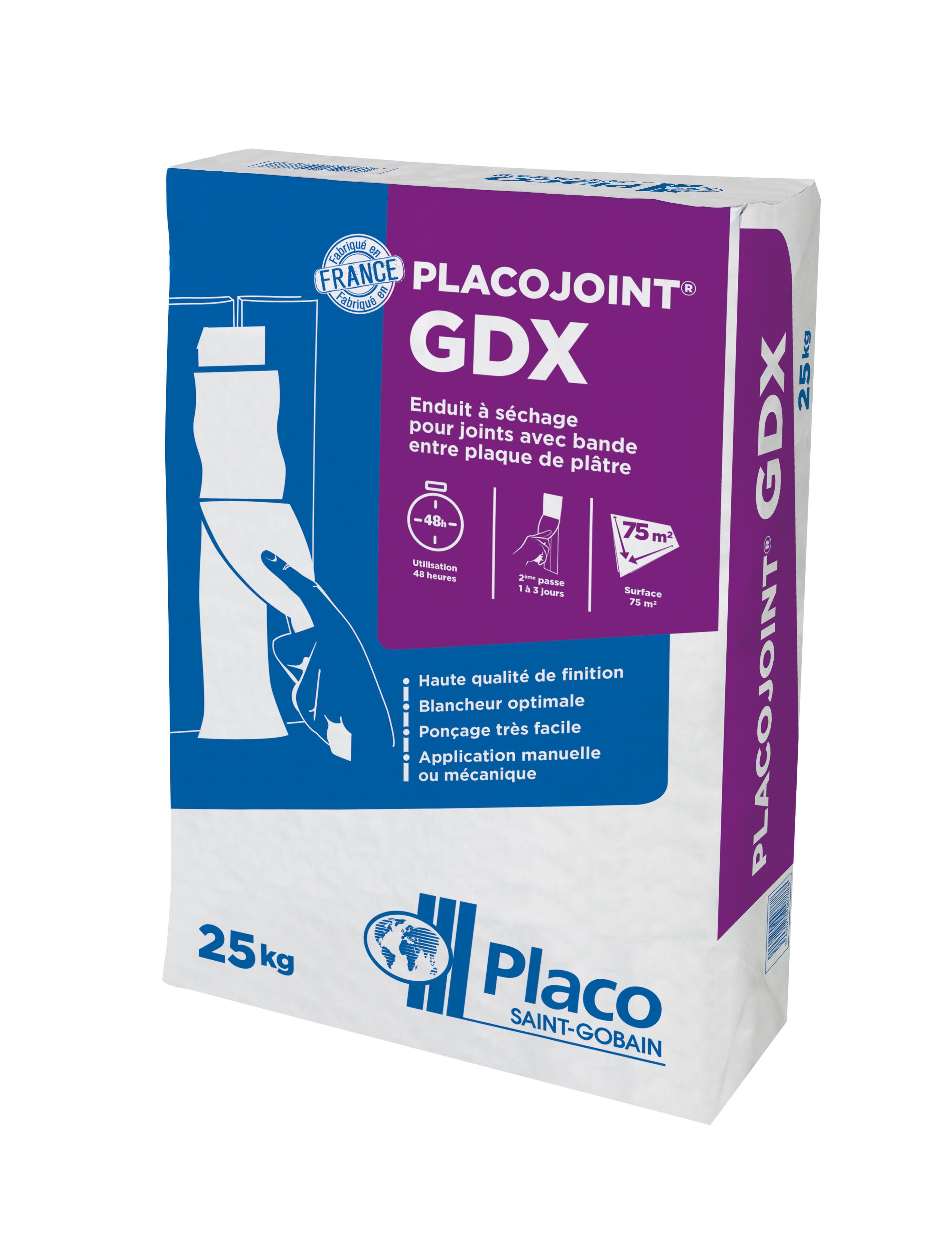 Enduit joint haute qualité finition placo gdx 25 kg Placojoint - PLACOPLATRE - 2