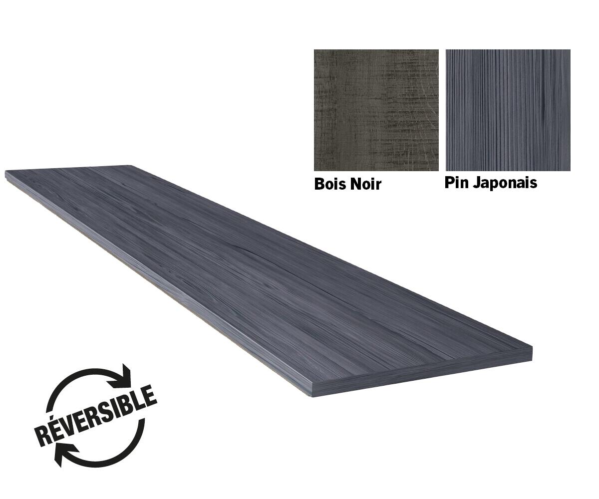 Plan de travail stratifié imitation bois Bois noir / Pin japonais L.3070 x P.650 x ép.38 mm hydrofuge - 2