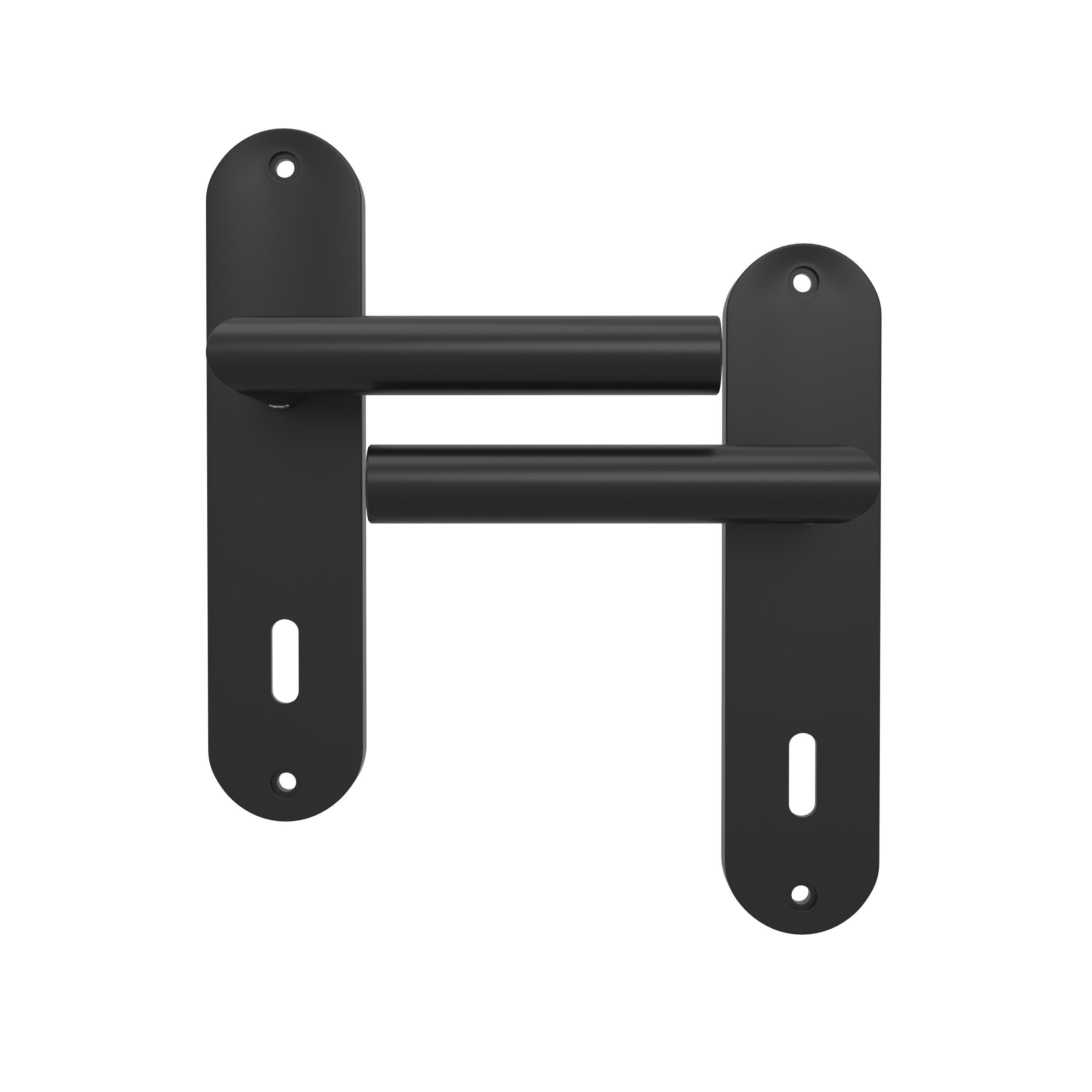 Poignée de porte sur plaque noire entraxe 165 mm Clé en L THEA x2 - 3