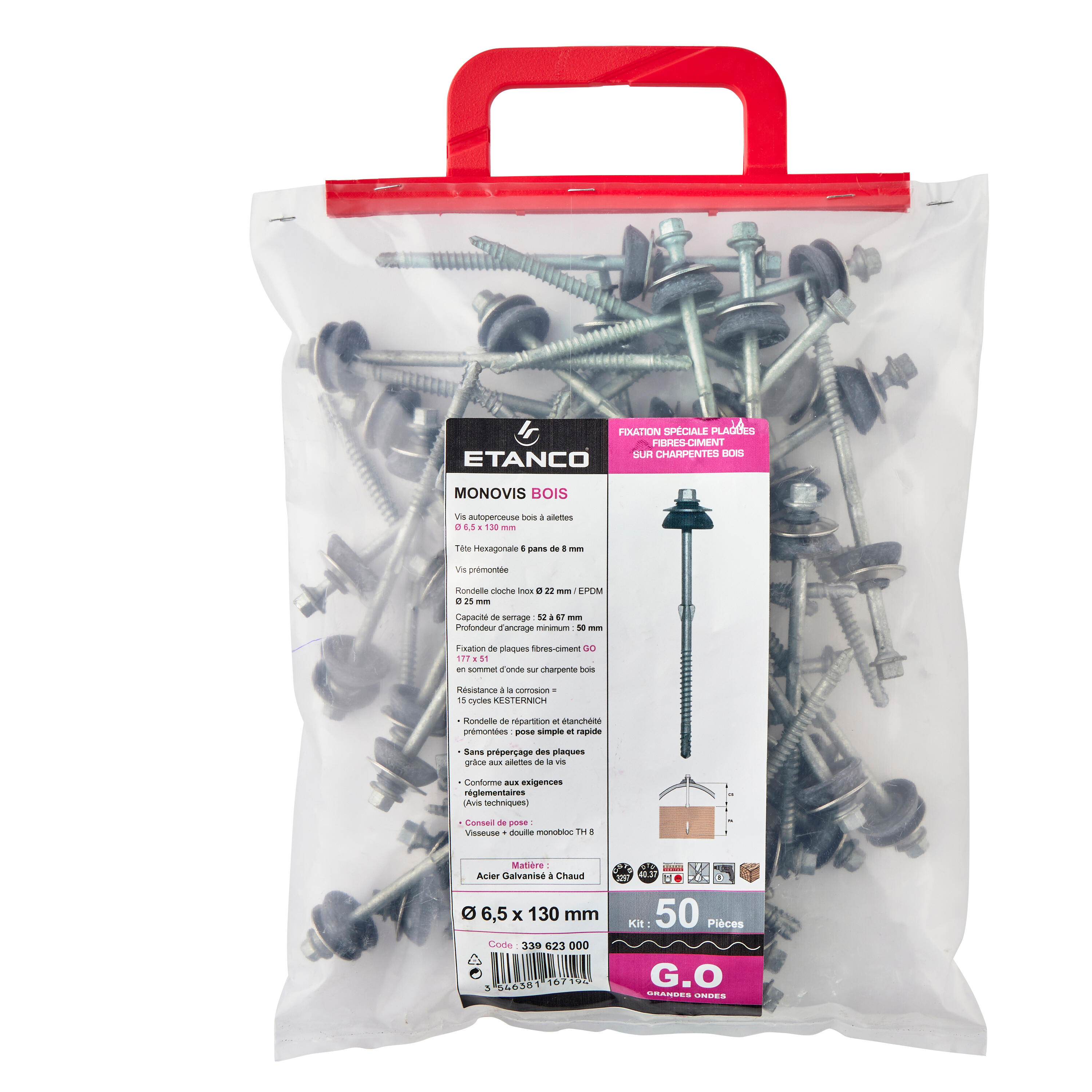 Vis bois Diam. 6,5 x 130 mm Sac de 50 - ETANCO - 2