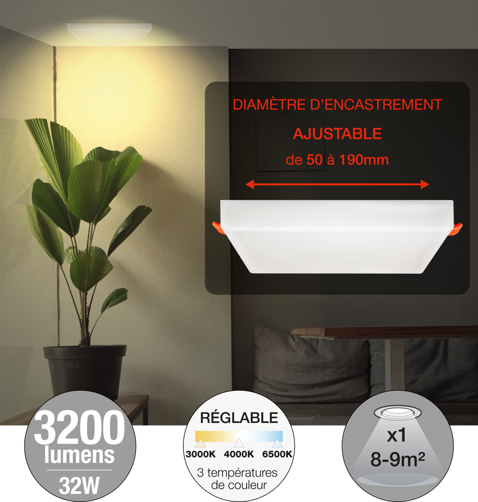 Downlight LED encastrable 3200lm FRAMELES - ARLUX  - 3