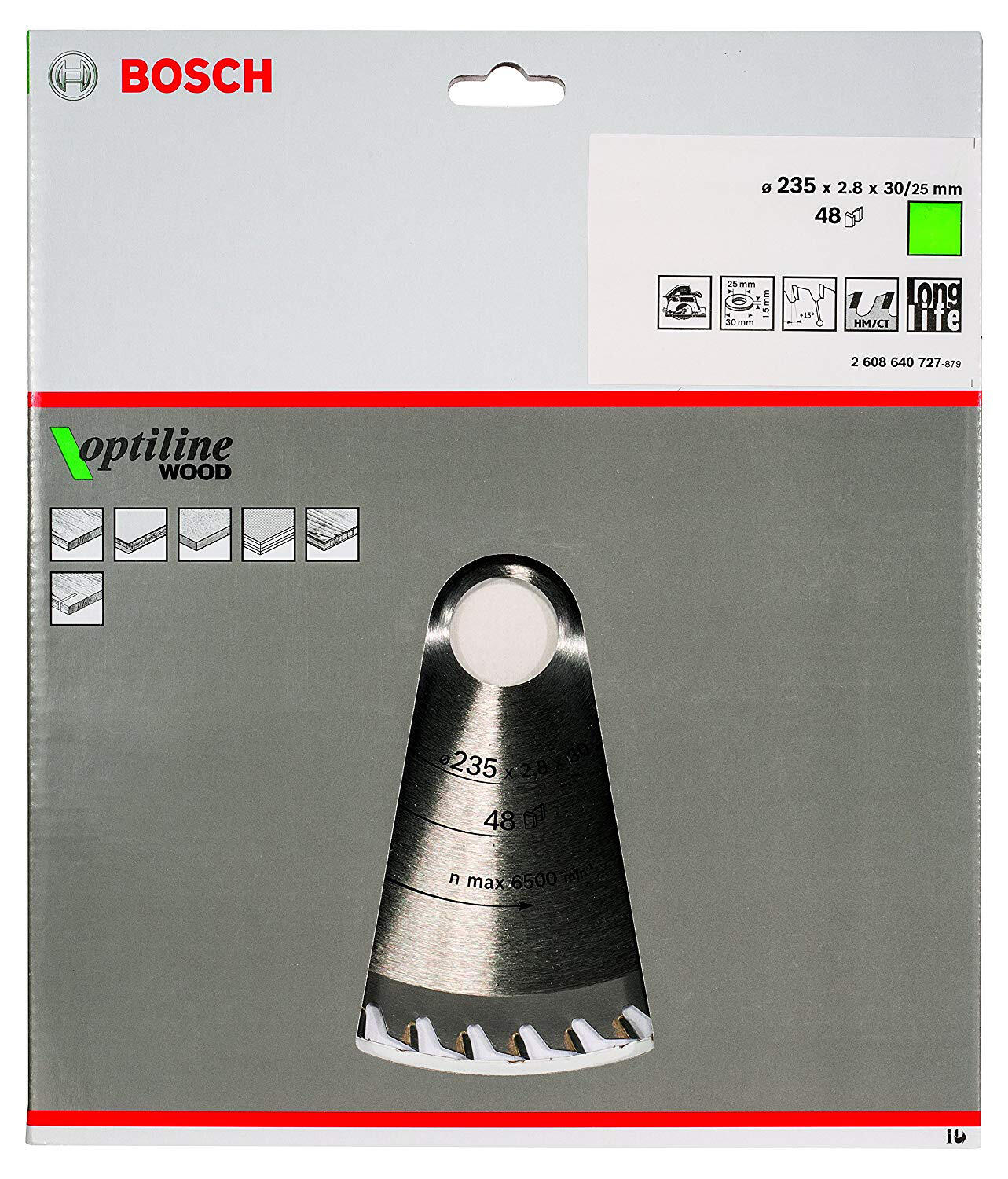 Lame de scie circulaire Optiline 235 x 30/25 x 2,8mm 48 dents - 2608640727 BOSCH - 5