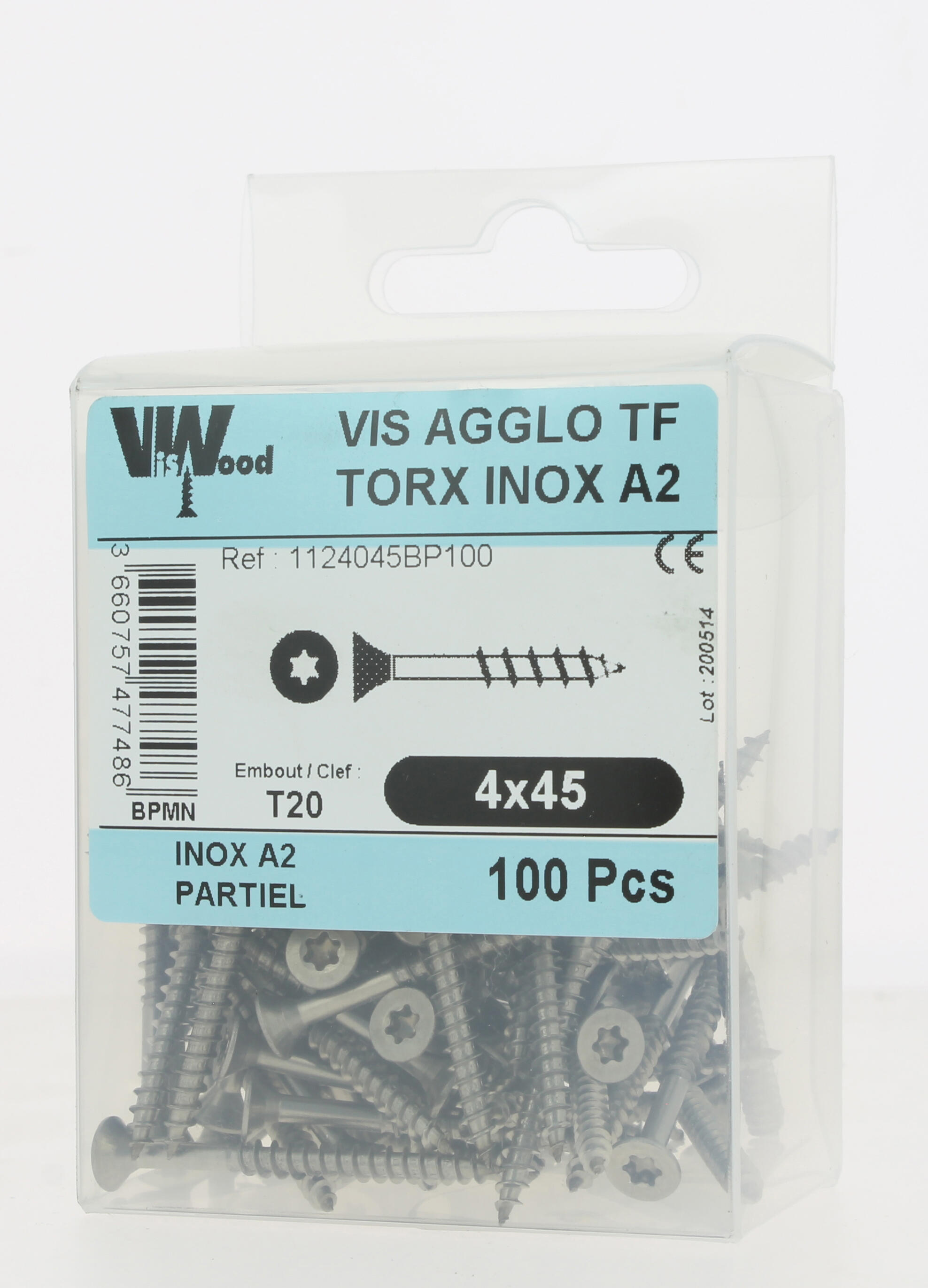 Vis bois inox A2 Diam. 4 x 45 mm Boîte de 100 - VISWOOD - 2