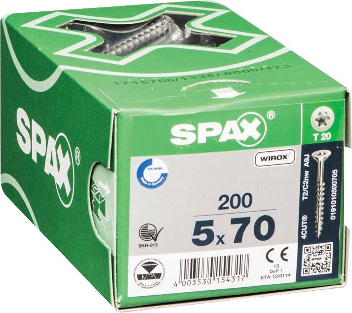Vis bois agglo empreinte Torx 5 x 70 mm 200 pièces - SPAX - 2
