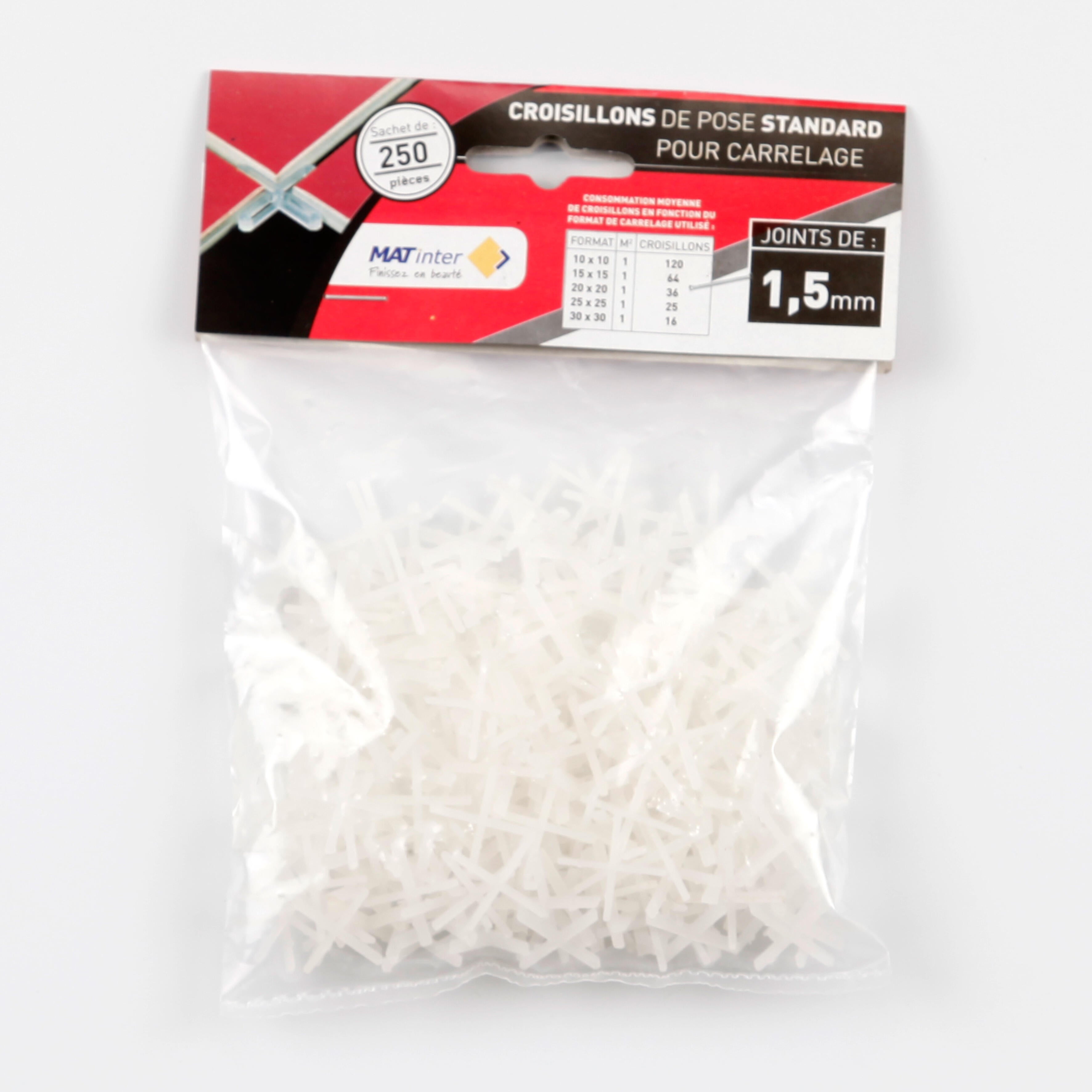 Croisillons standards pour carrelage Ep.1,5 mm en X - MAT INTER (sachet de 250) - 3
