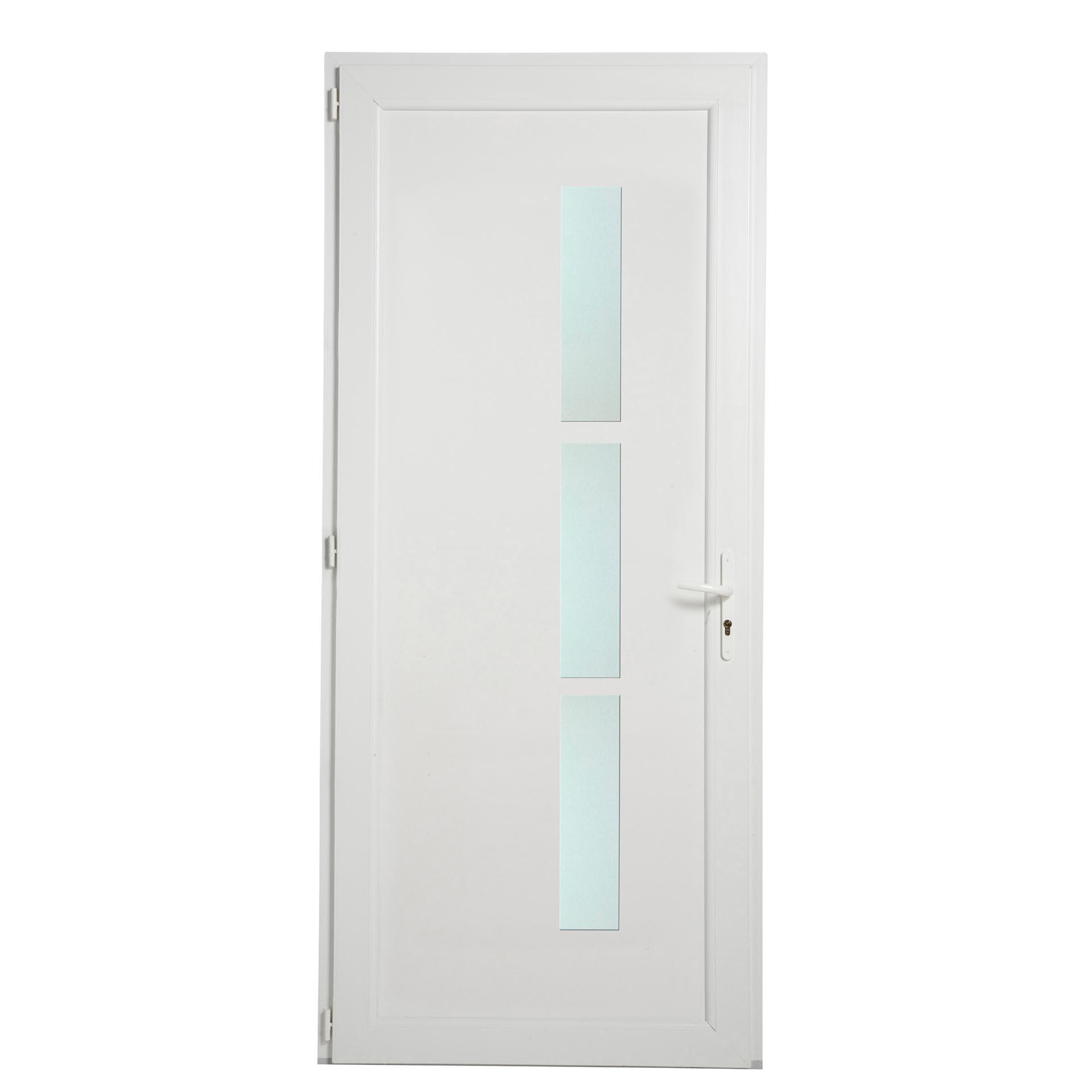 Porte d'entrée PVC Londres H.215 x l.90 cm poussant droit blanc - 9