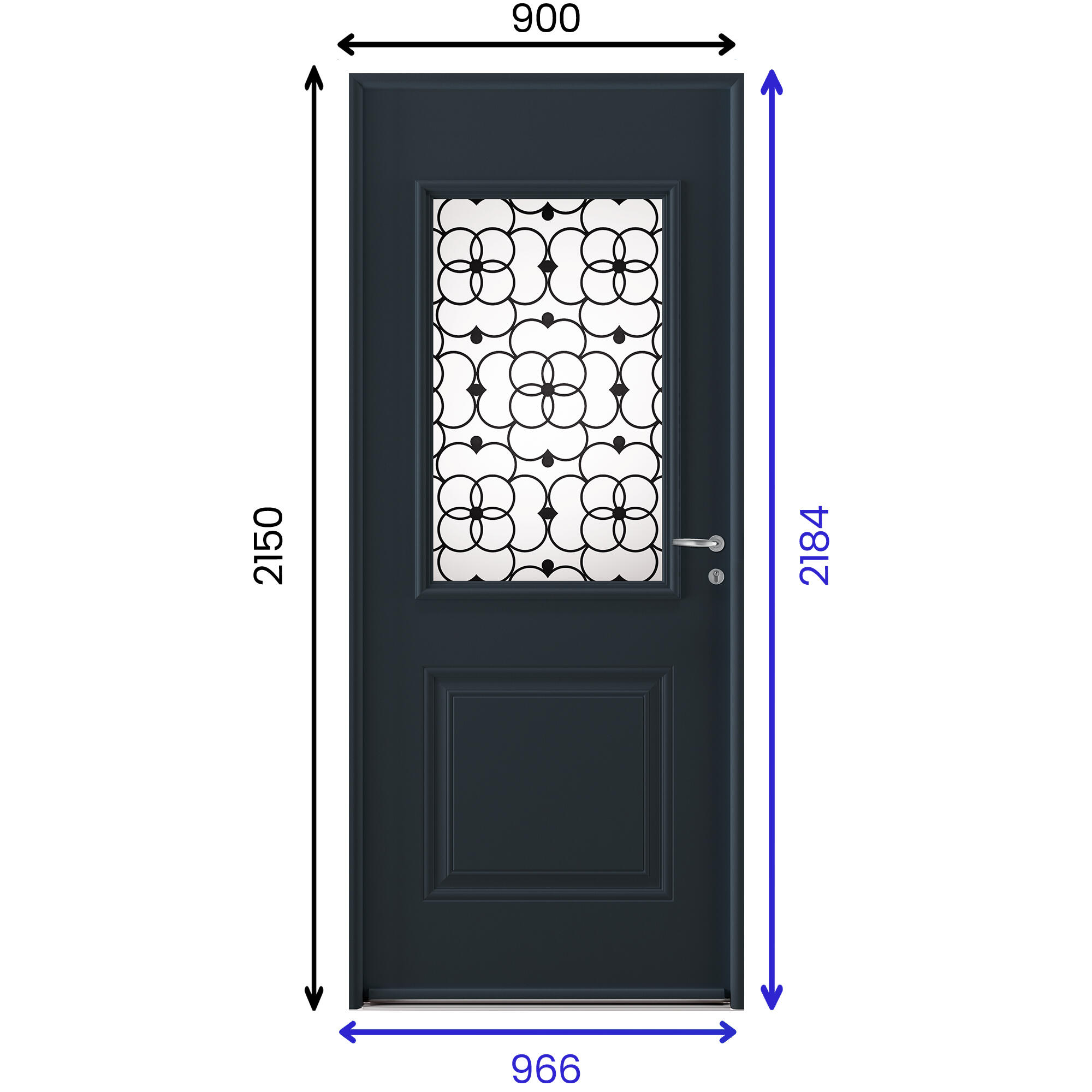 Porte d'entrée acier grise poussant gauche H.215 x l.90 cm Bloomy - 2