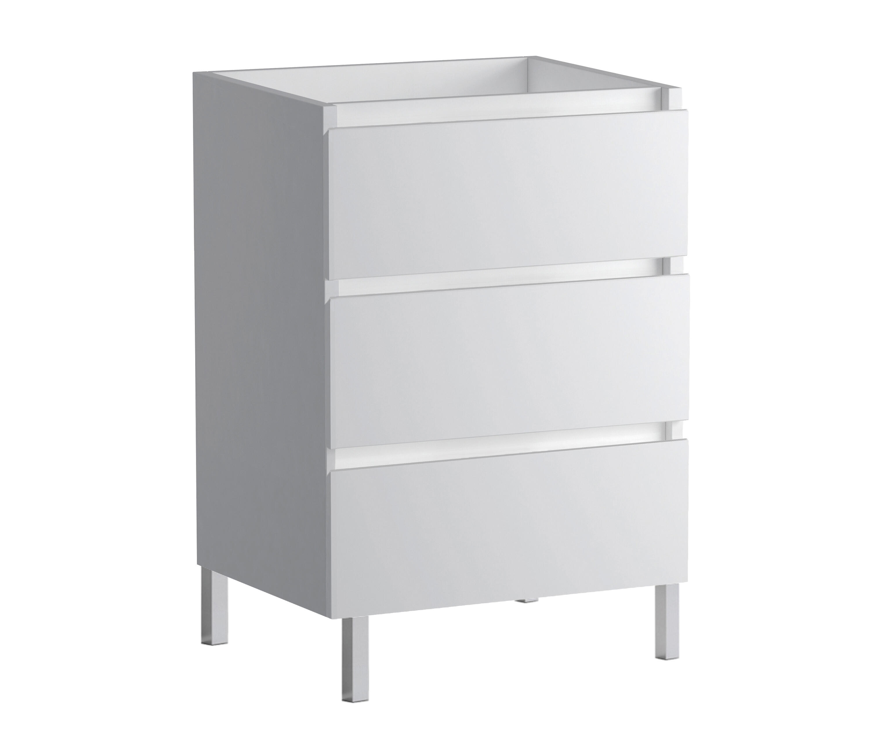 Meuble sous vasque sur pieds 3 tiroirs blanc brillant l.60 x P.45 x H.75 cm - ATLANTIS - 2