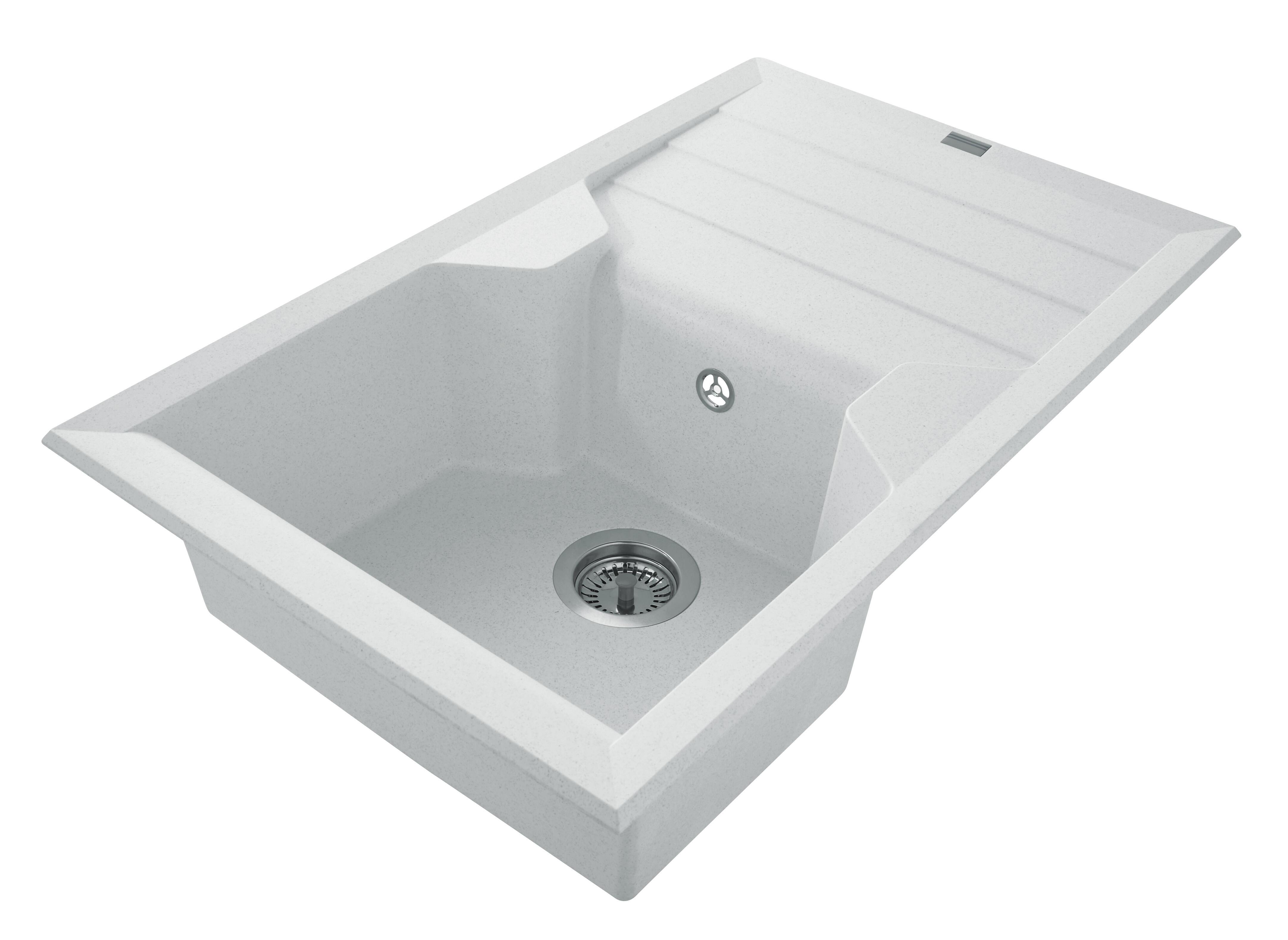 Evier à encastrer blanc 1 cuve en Résine Quartzolit - 