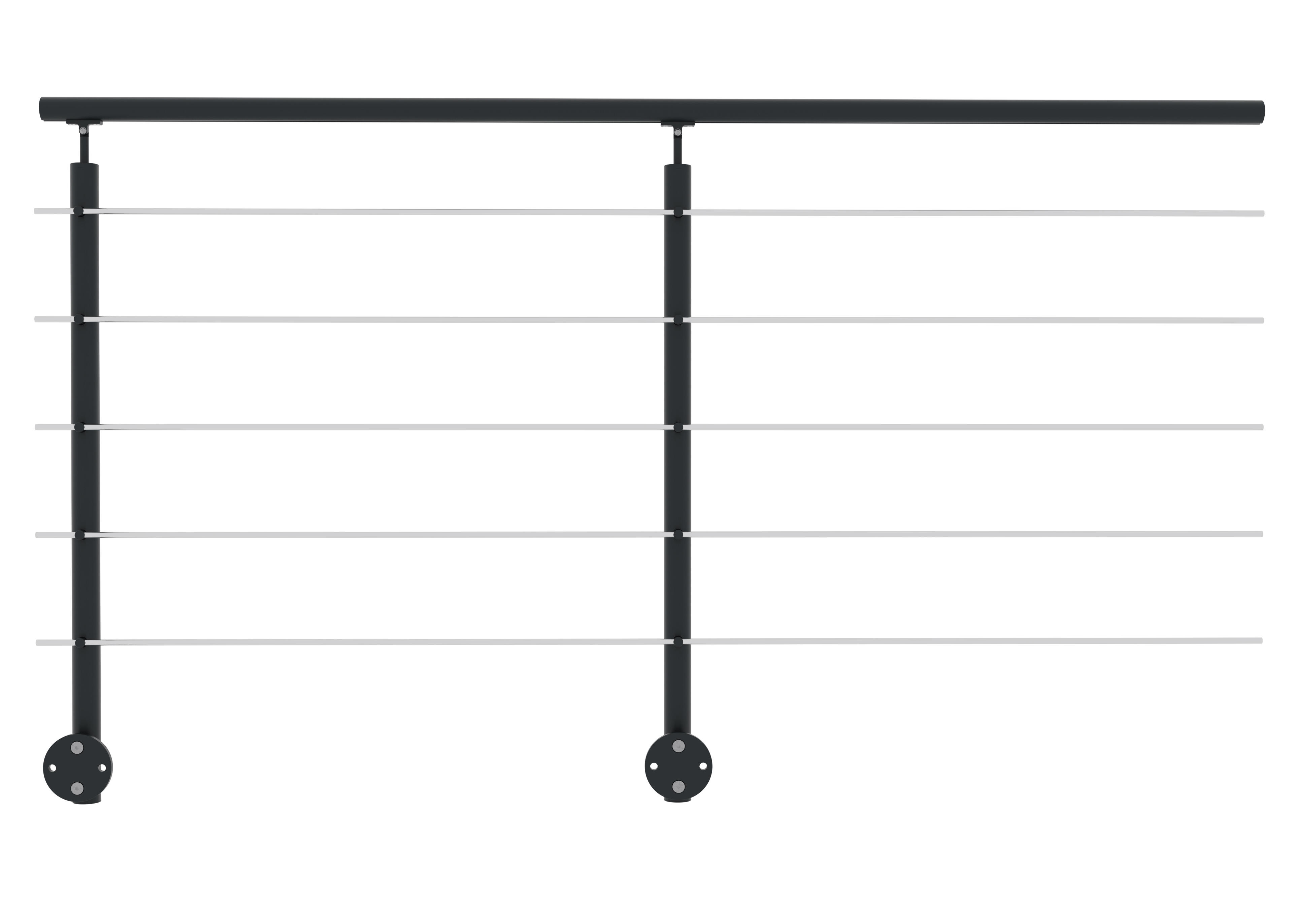 Garde corps intérieur et extérieur aluminium Long.2m gris anthracite fixation au mur, en kit BALOXY - 2