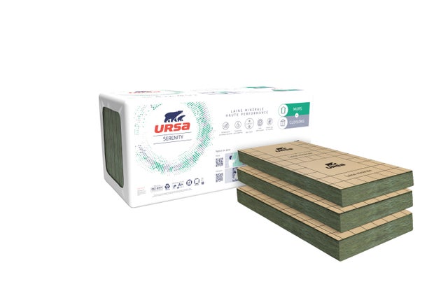 Lot de 10 panneaux laine de verre Kraft TH38 R=2 L.135 x l.60 cm Ep.75 mm pour murs - SERENITY - URSA