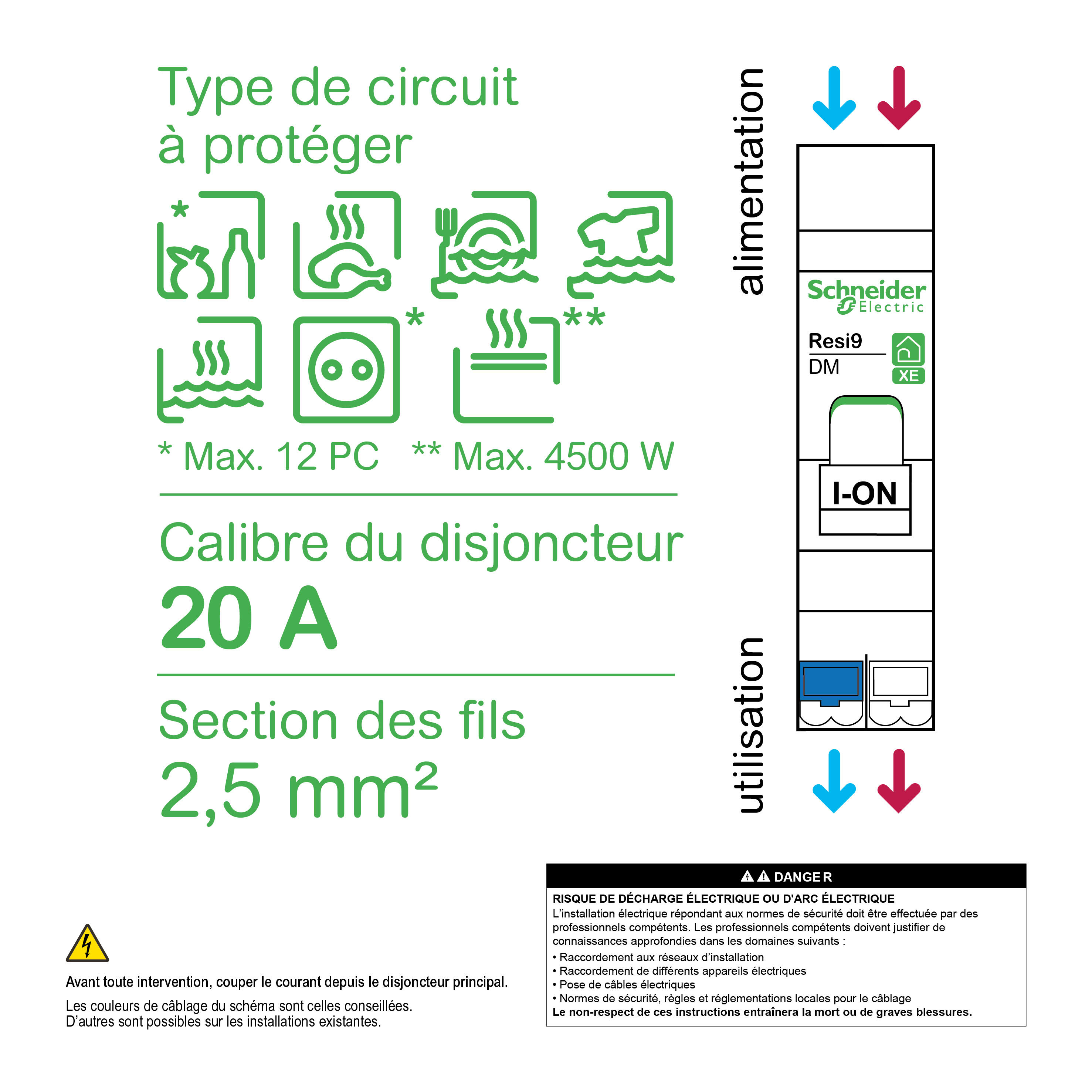 Disjoncteur modulaire 20A Resi9 XP - SCHNEIDER ELECTRIC - 2