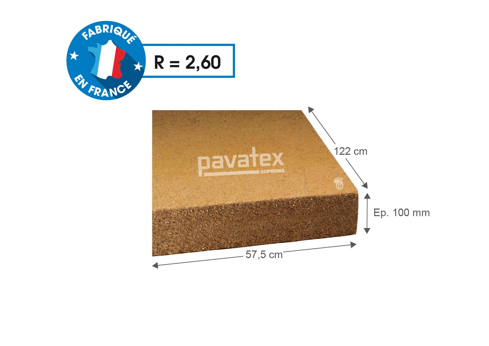 Lot de 4 panneaux isolants en fibre de bois 122x57.5cm Ep.10cm, R=2,60 - SOPREMA - 7