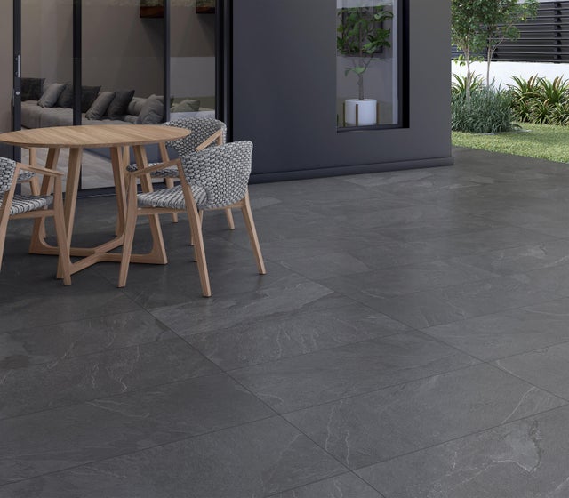 Carrelage sol extérieur effet pierre l.37 x L.75 cm - Florida Anthracite