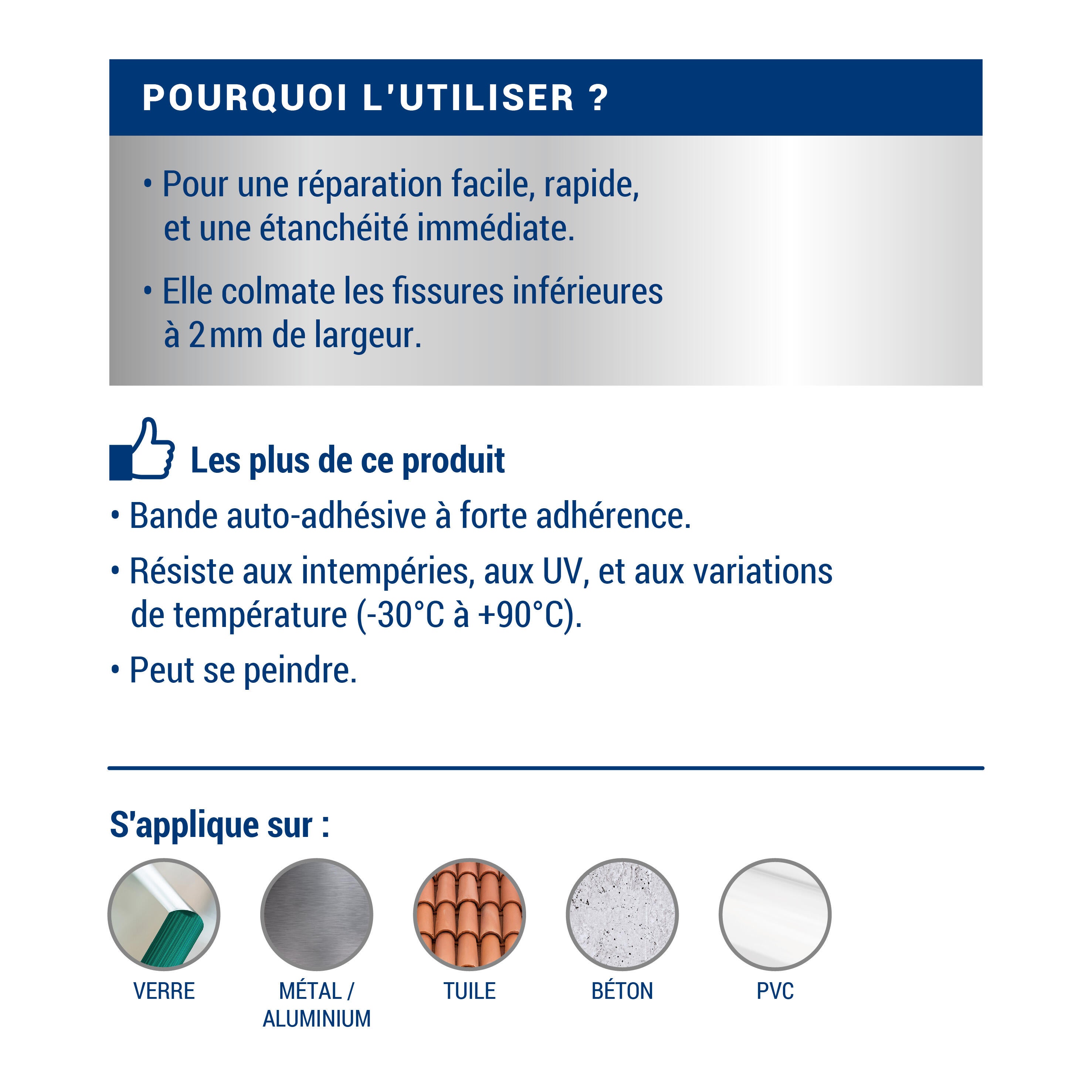 Bandes d'étanchéité ant-fuites aluminium Long.3 m x Larg.10 cm - RIPOLIN - 5