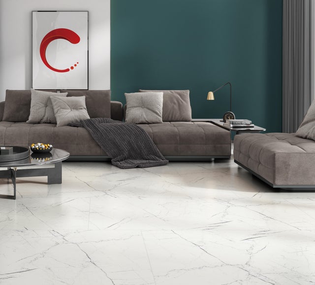 Carrelage sol intérieur effet marbre l.60x L.120cm - Thassos Marmo White