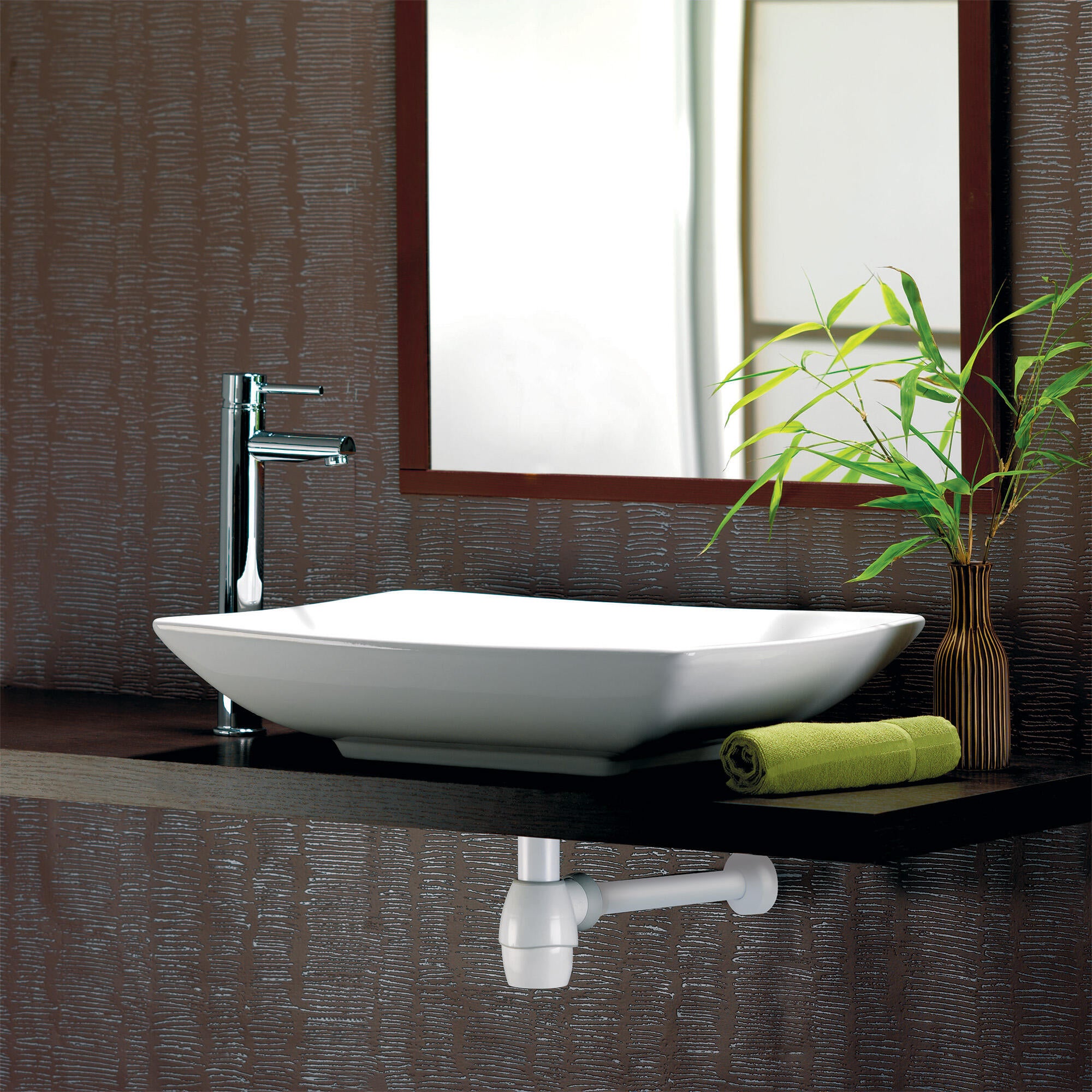 Siphon pour lavabo Diam.32 mm gain de place réglable en hauteur blanc NF - WIRQUIN - 3