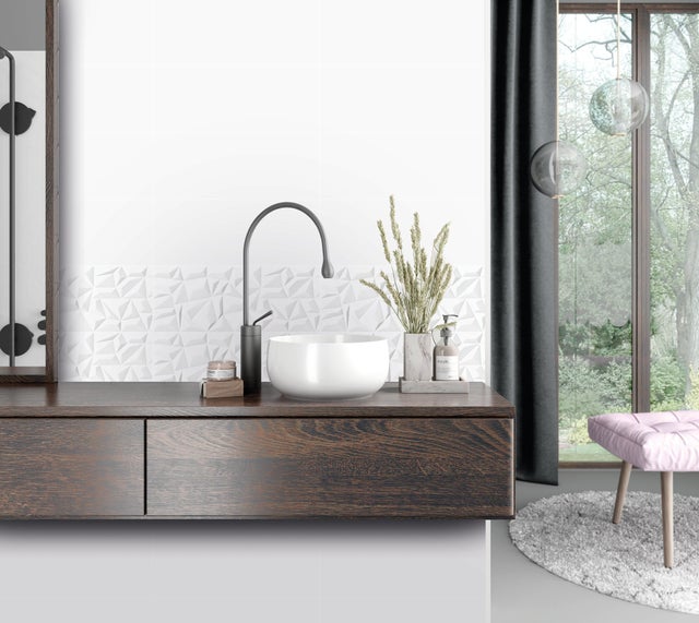 Carrelage mural décor uni l.30 x L.90 cm Futur Blanc brillant