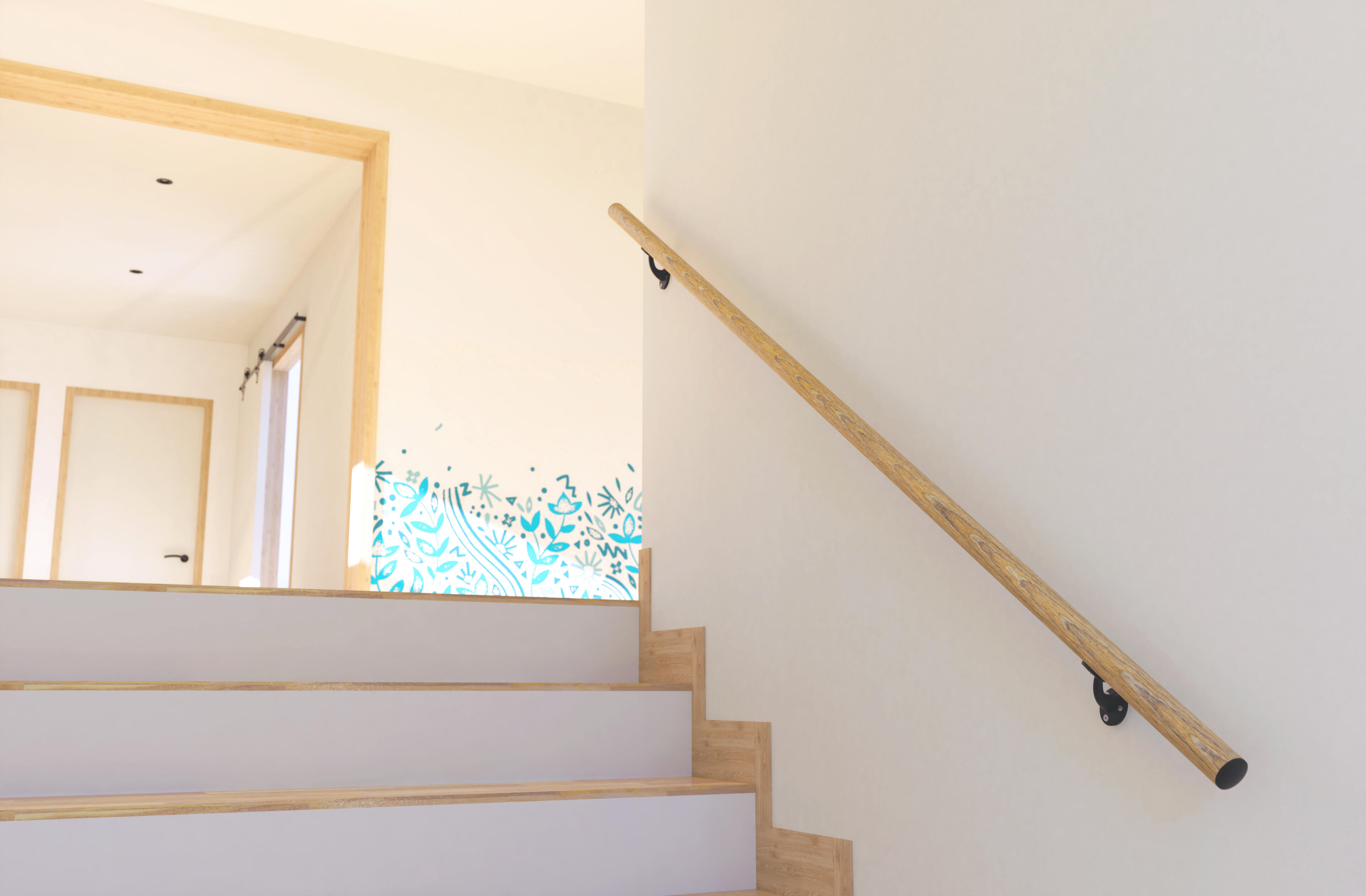 Main courante intérieur et extérieur aluminium 2m chêne, en kit - 2