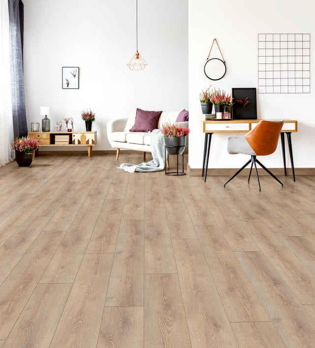 Sol stratifié chene naturel Variostep 057 AC5 Ep. 10 mm L.130,2 x l.20,7 cm  - KRONOSPAN