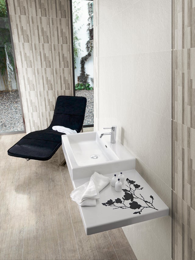 Carrelage mural intérieur décor effet bois l.25 x L.40 cm - Wood Gris